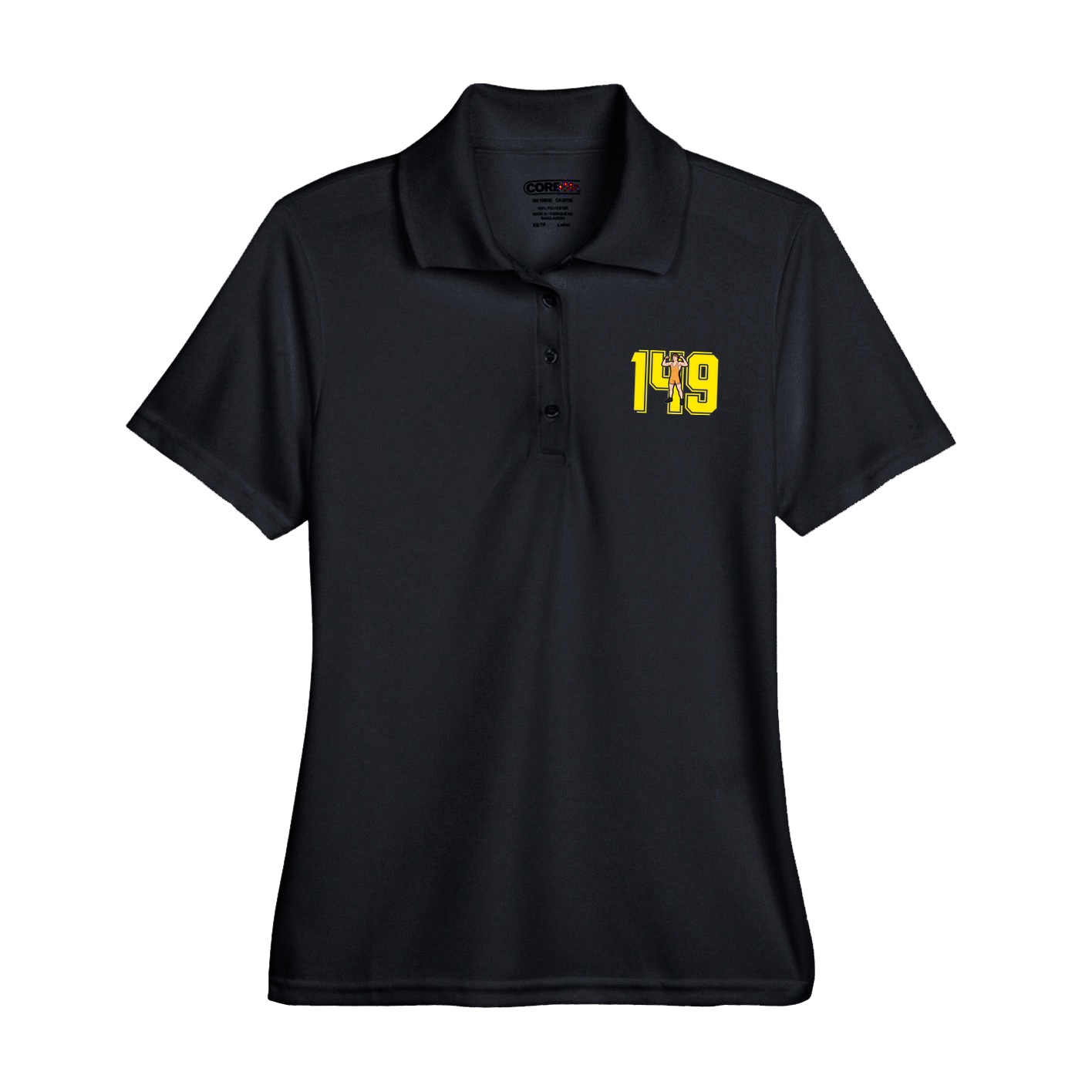 Womens Performance Polo — Number in Black