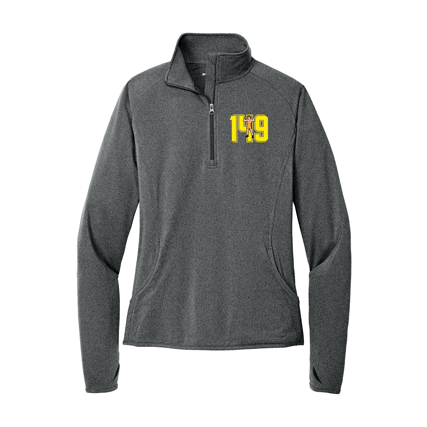 Women's Q-Zip Pullover — Number in Grey