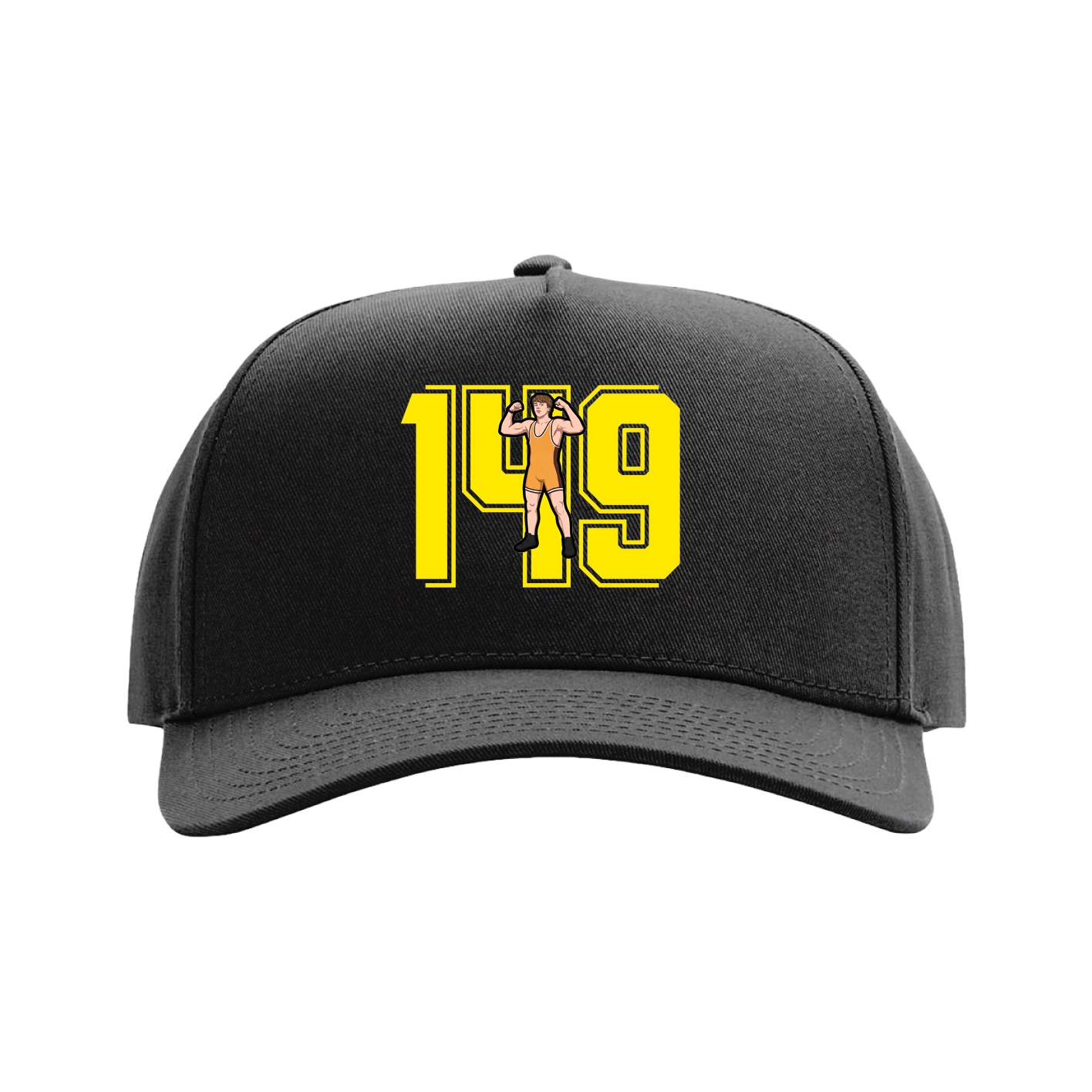 Full Fabric Five-Panel Champ Cap — Number in Black