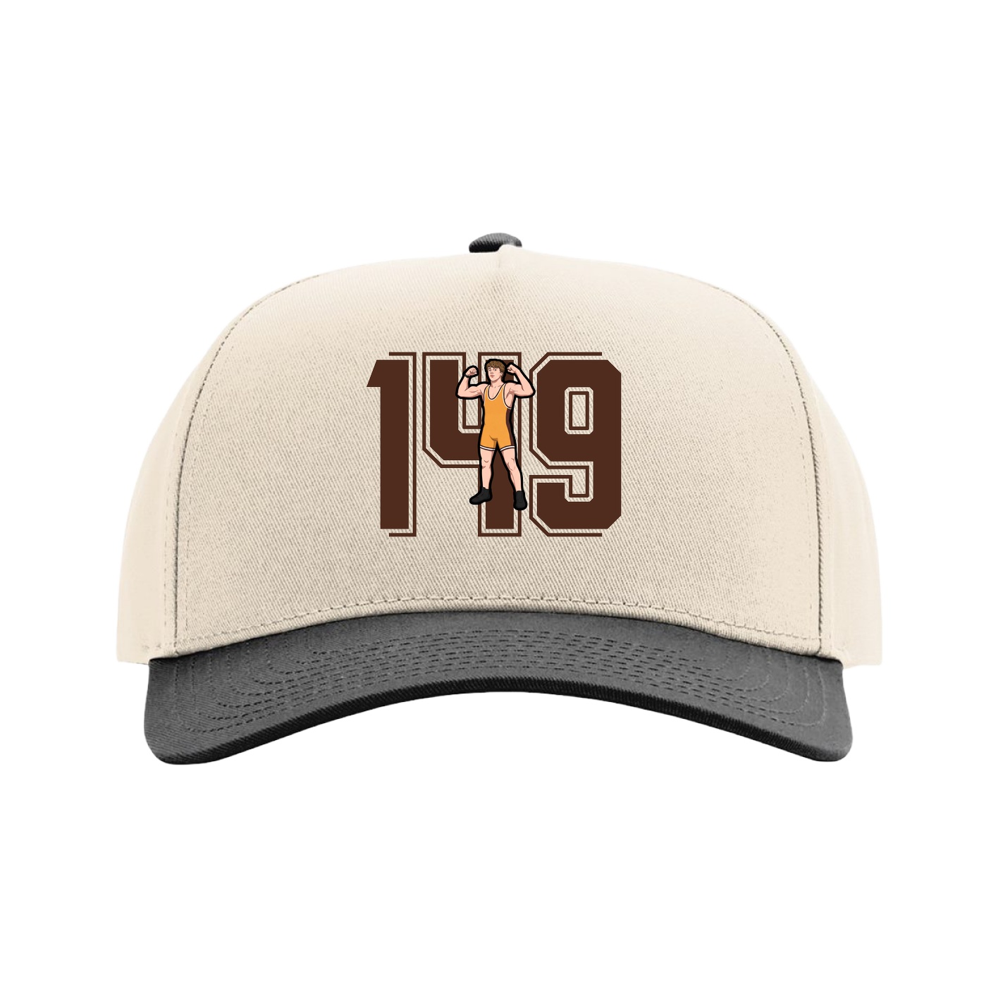 Full Fabric Five-Panel Champ Cap — Number in Cream/Black