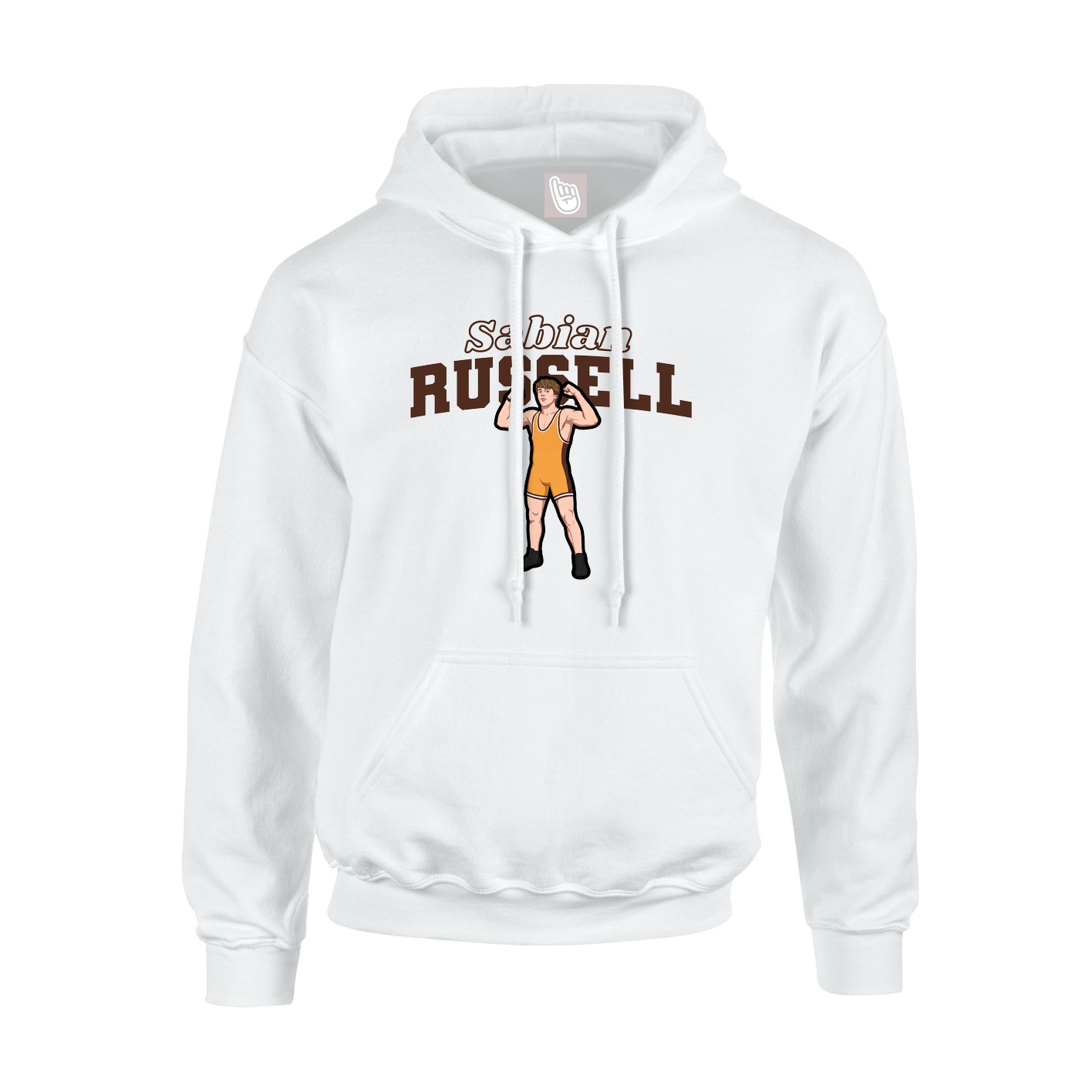 Youth Hoodie — Name Arch in White