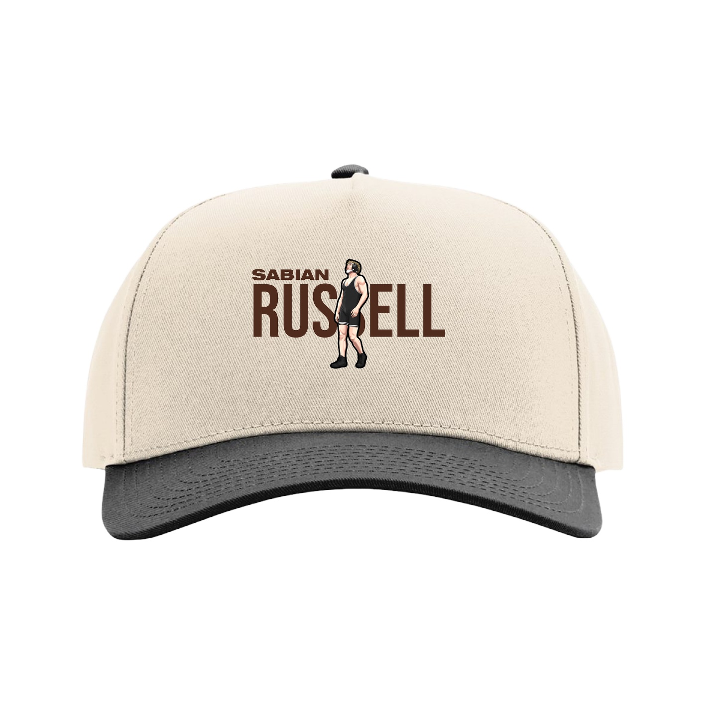 Full Fabric Five-Panel Champ Cap — Player Name in Cream/Black