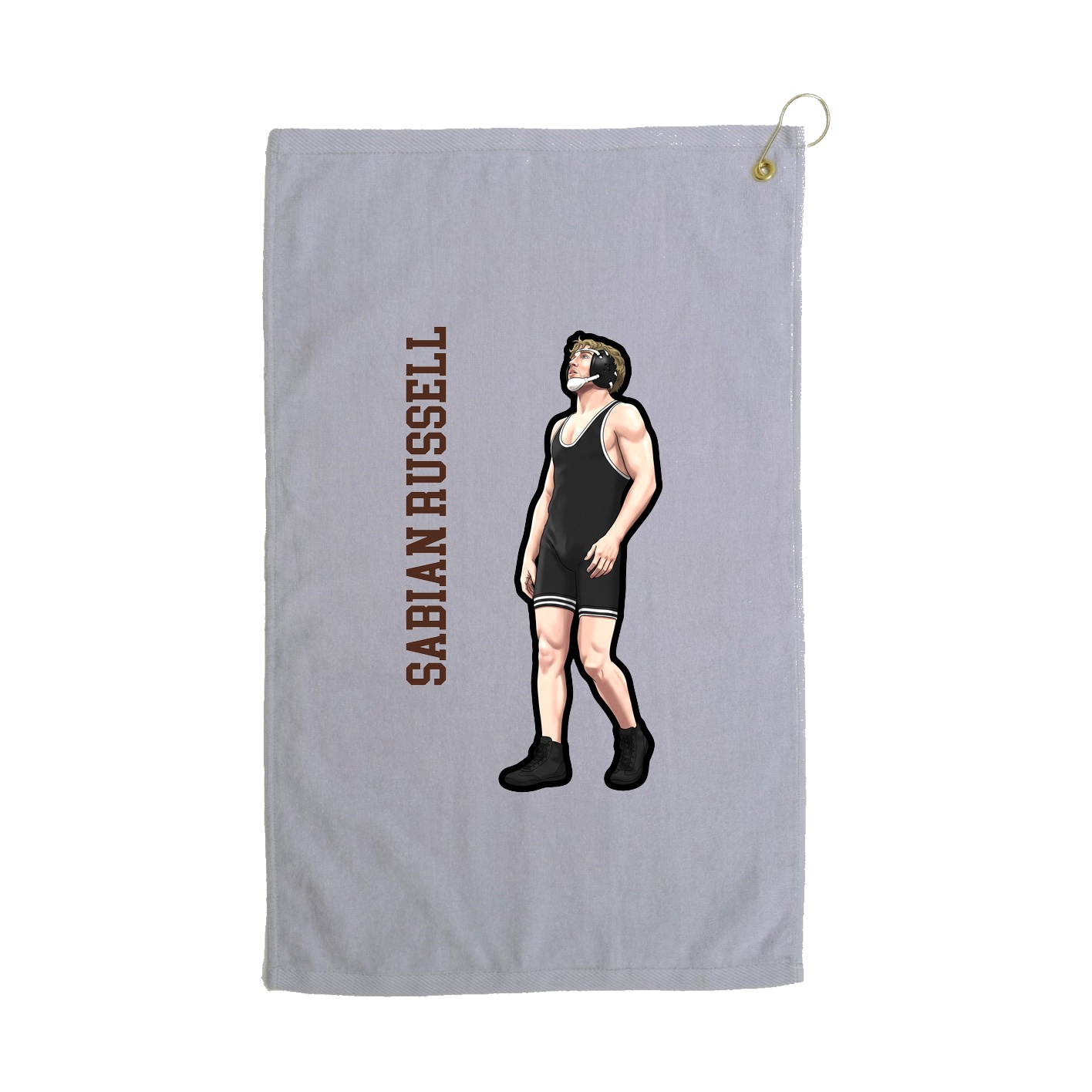 Golf Towel — Name Vertical in Grey