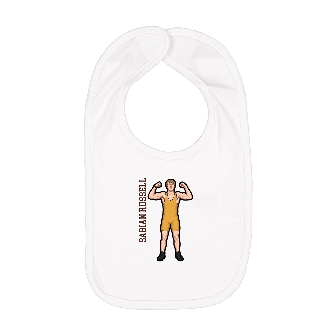 Infant Bib — Name Vertical in White