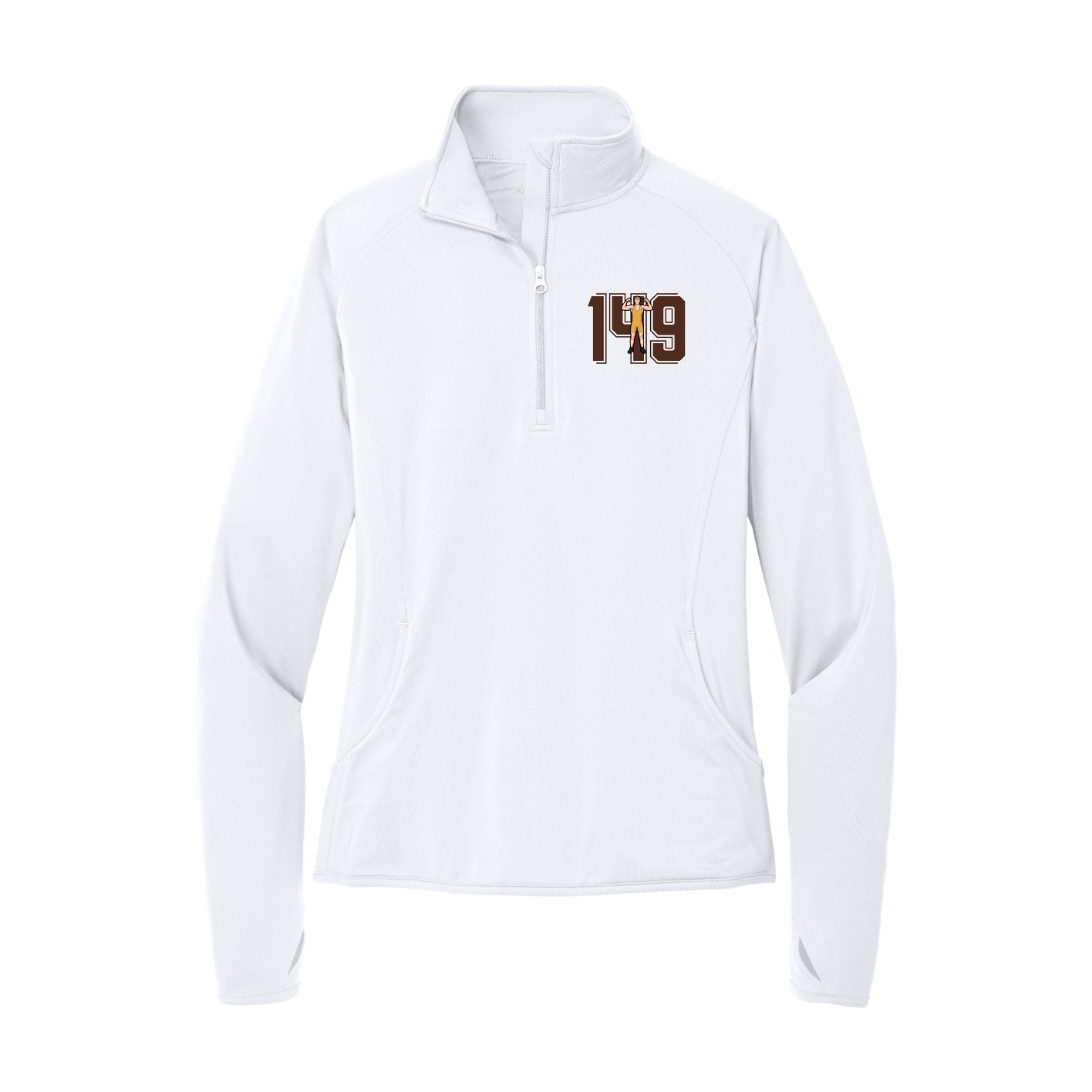Women's Q-Zip Pullover — Number in White