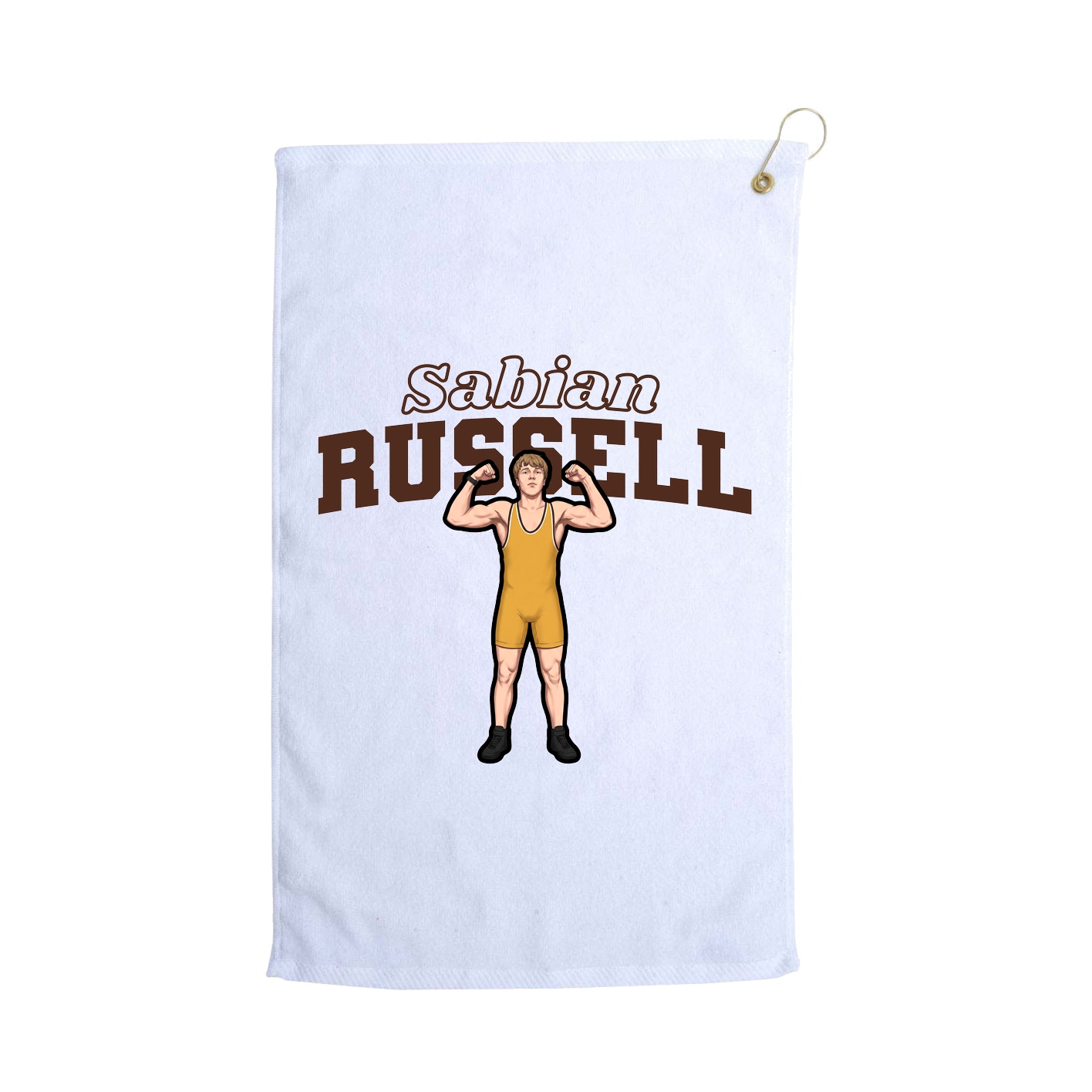 Golf Towel — Name Arch in White