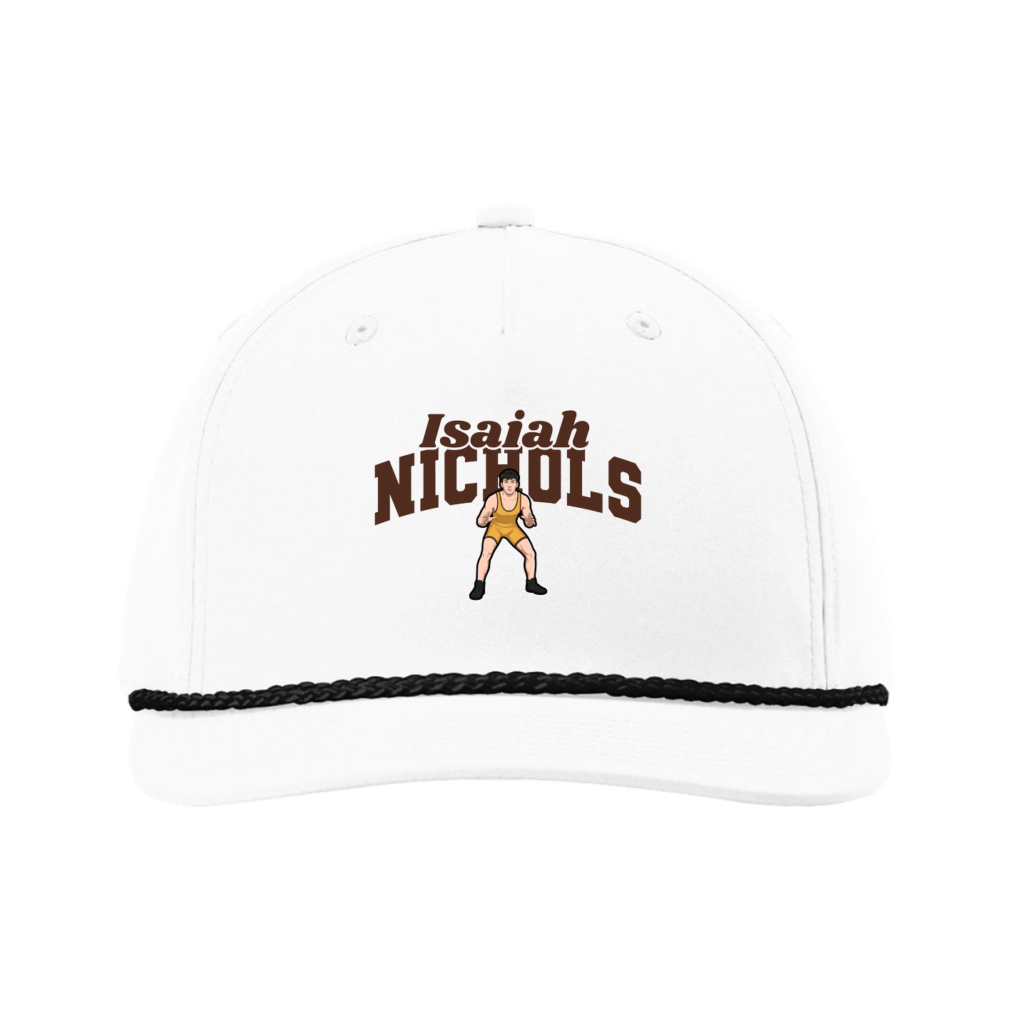 Five-Panel Classic Rope Cap — Signature Arch in White