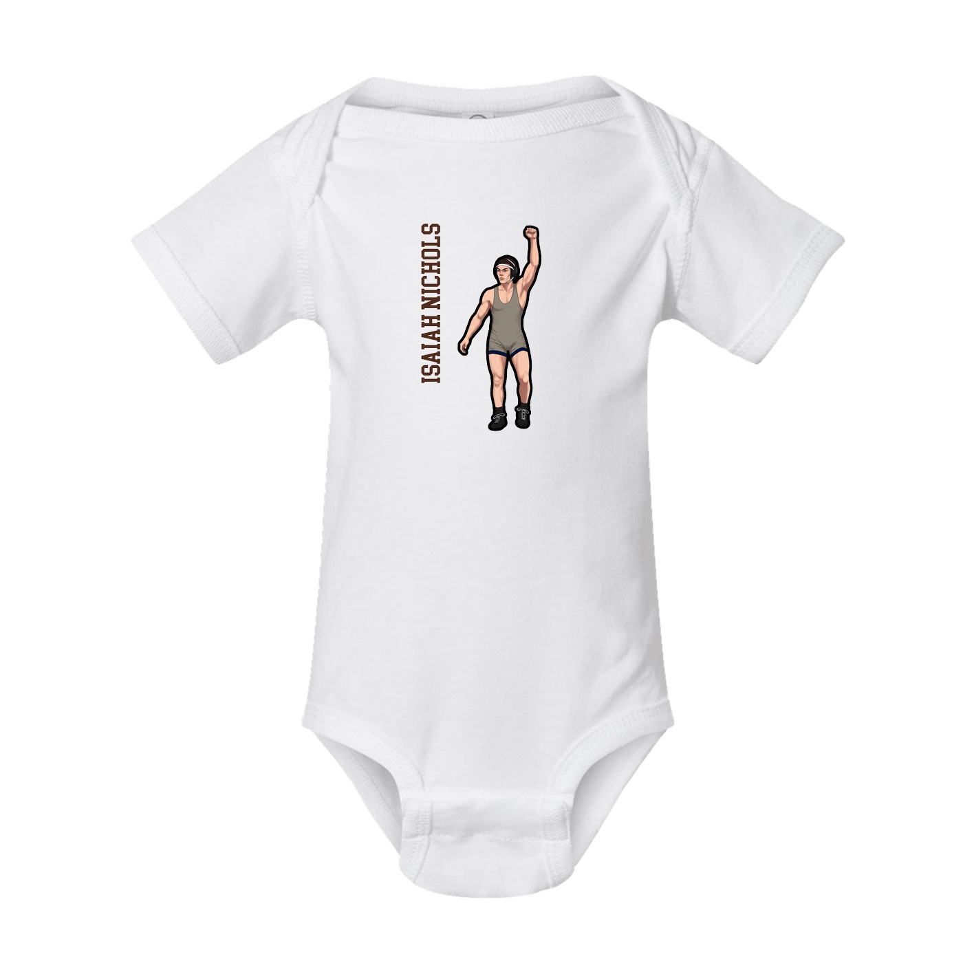 Baby Onesie — Name Vertical in White