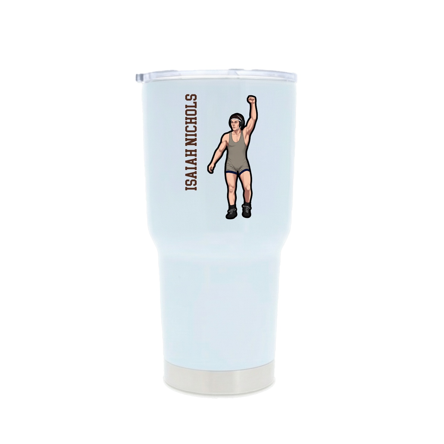30oz Stainless Steel Tumbler — Name Vertical in White