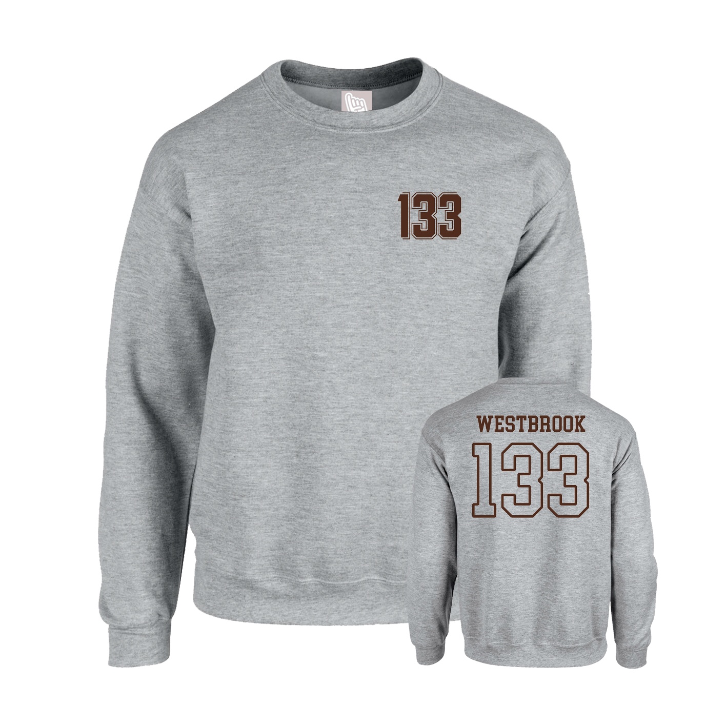 Fleece Crew — Chest Back in Grey