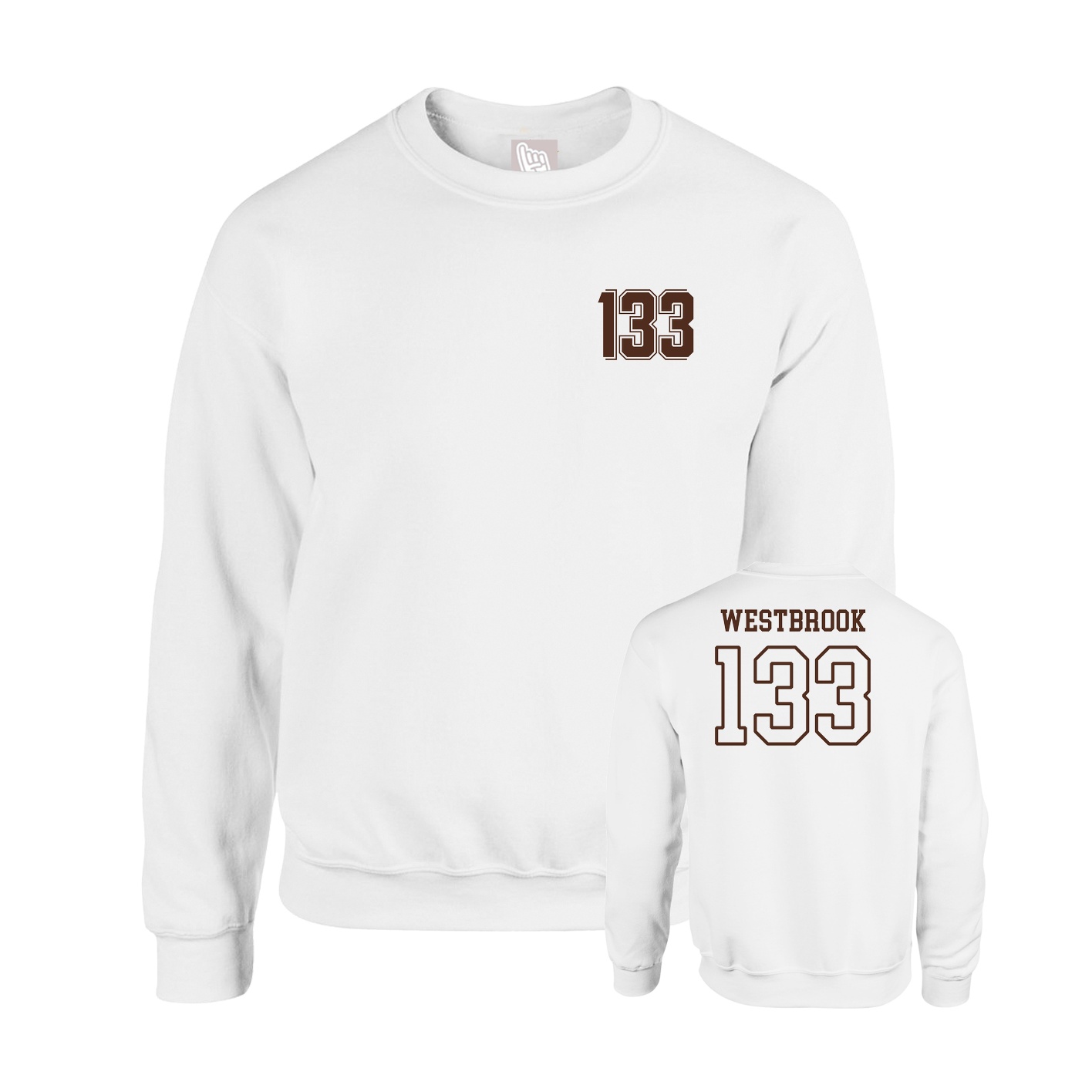 Fleece Crew — Chest Back in White