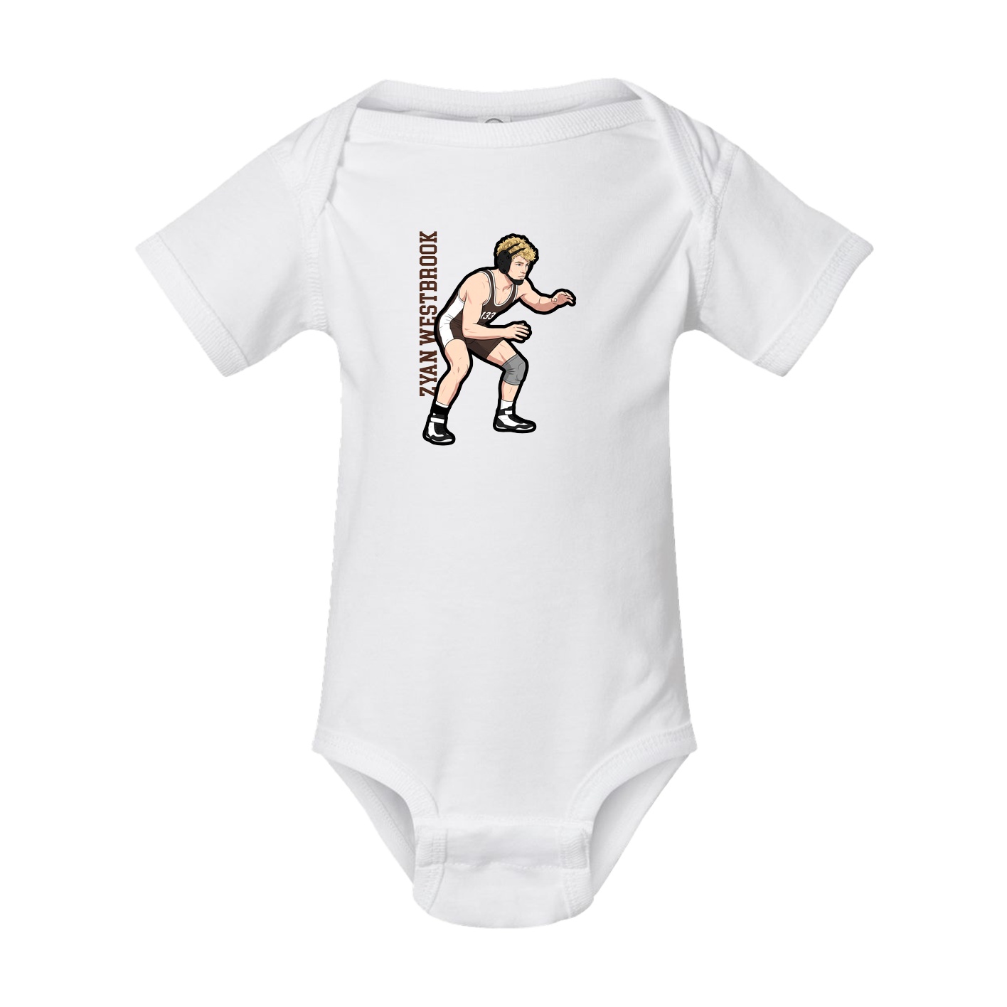 Baby Onesie — Name Vertical in White