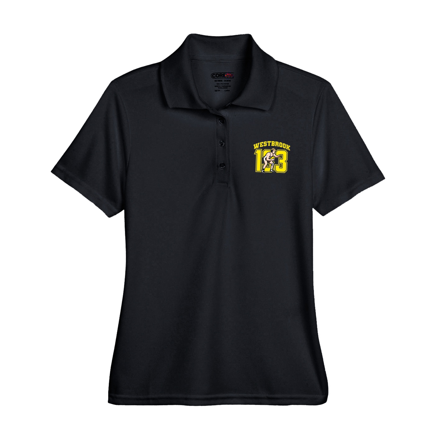Womens Performance Polo — Number in Black