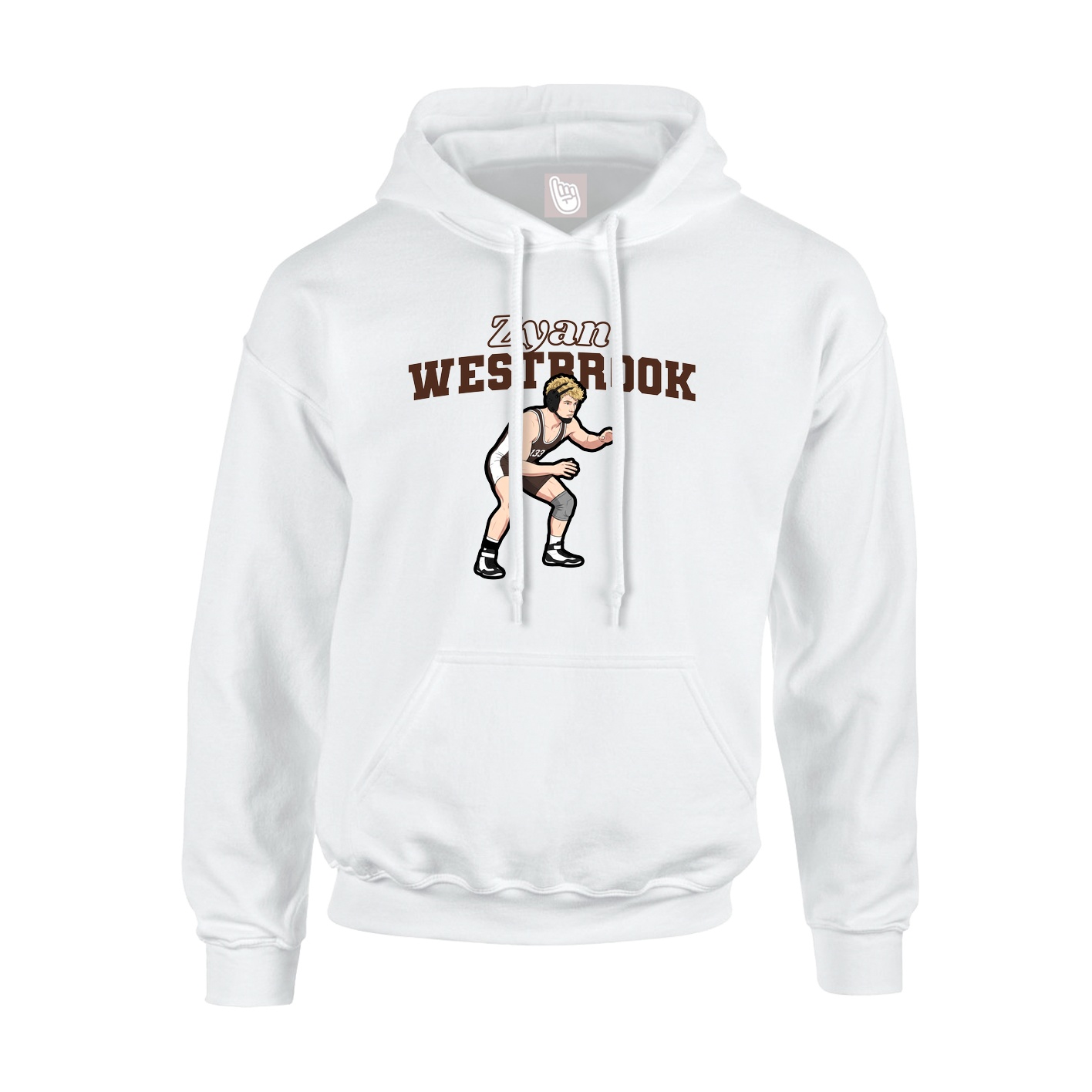 Youth Hoodie — Name Arch in White