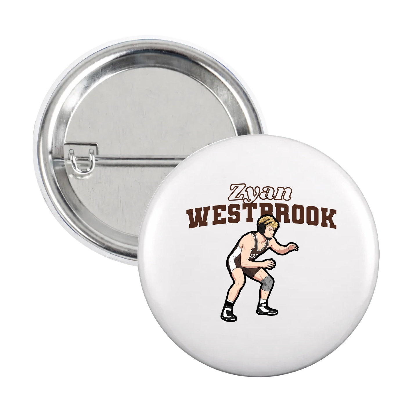 Game Day Button — Name Arch in White