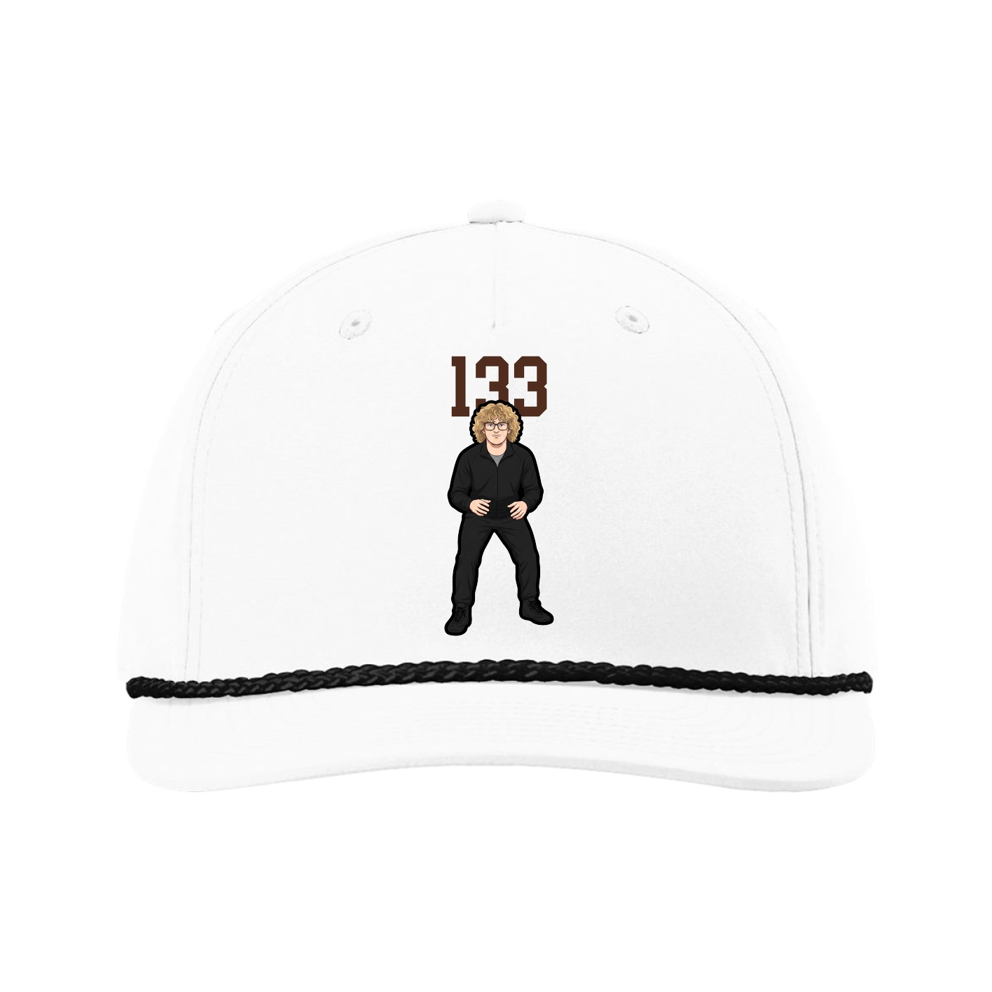 Five-Panel Classic Rope Cap — Number Top in White