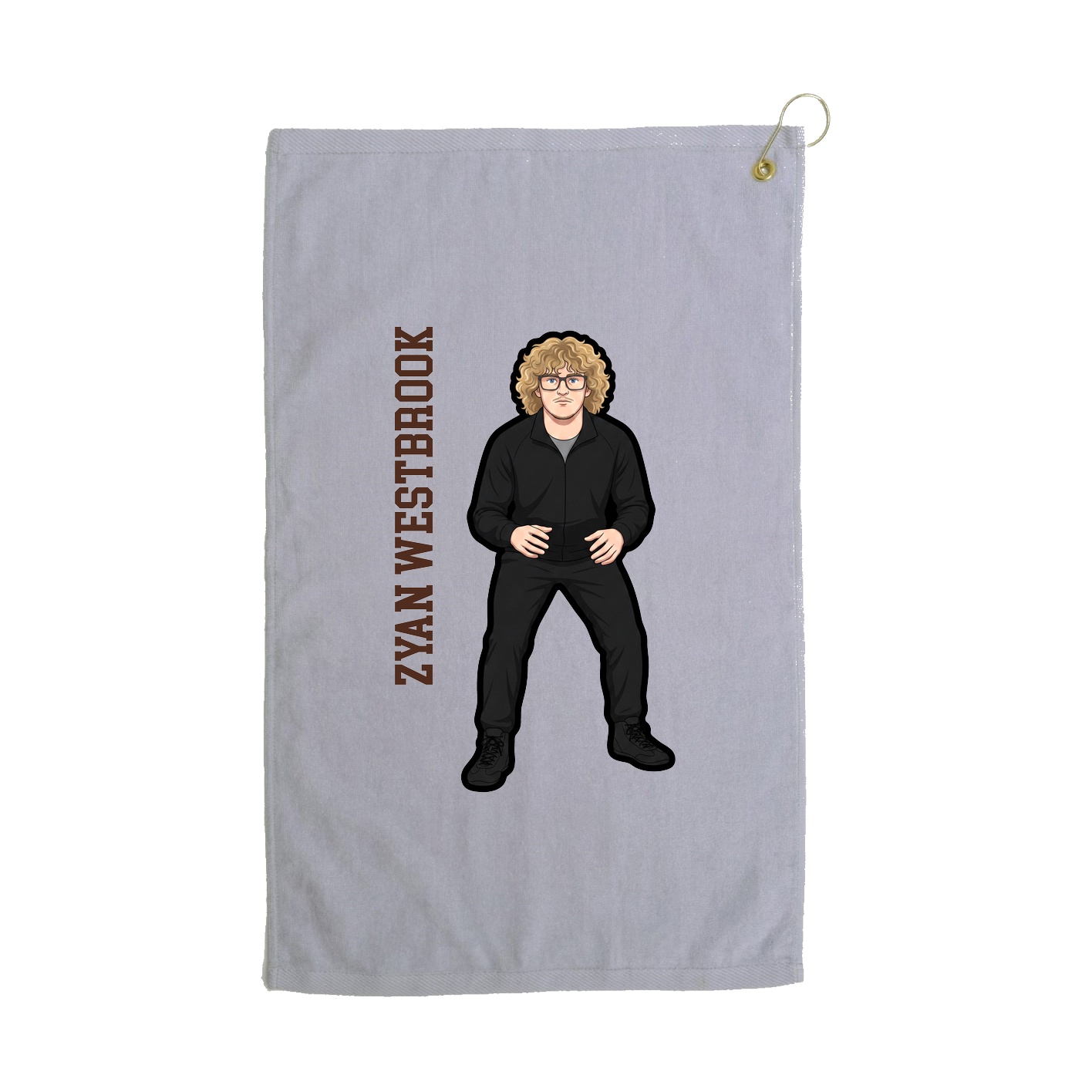 Golf Towel — Name Vertical in Grey