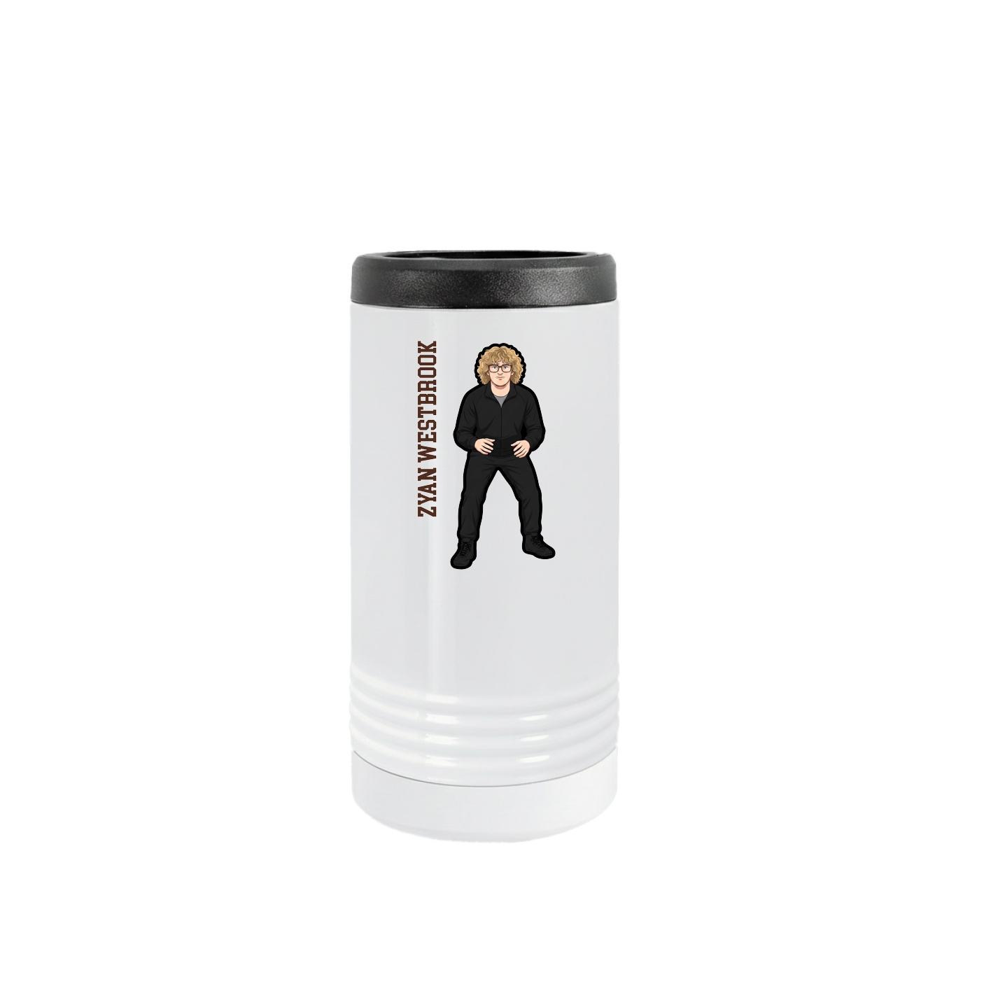 Slim Beverage Holder — Name Vertical in White