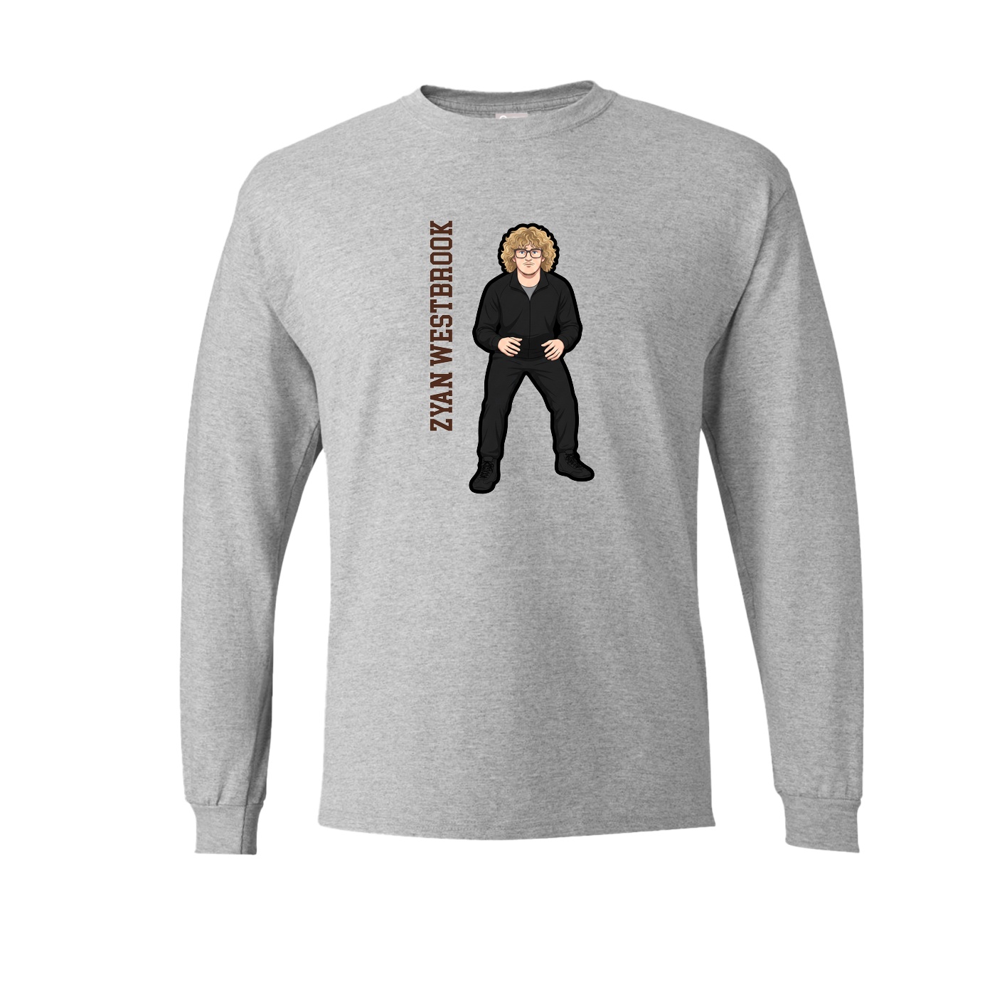 Long Sleeve Tee — Name Vertical in Grey