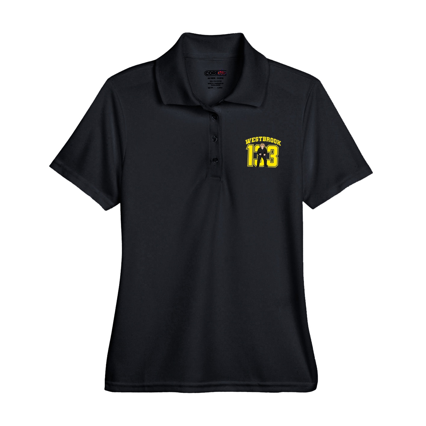 Womens Performance Polo — Number in Black