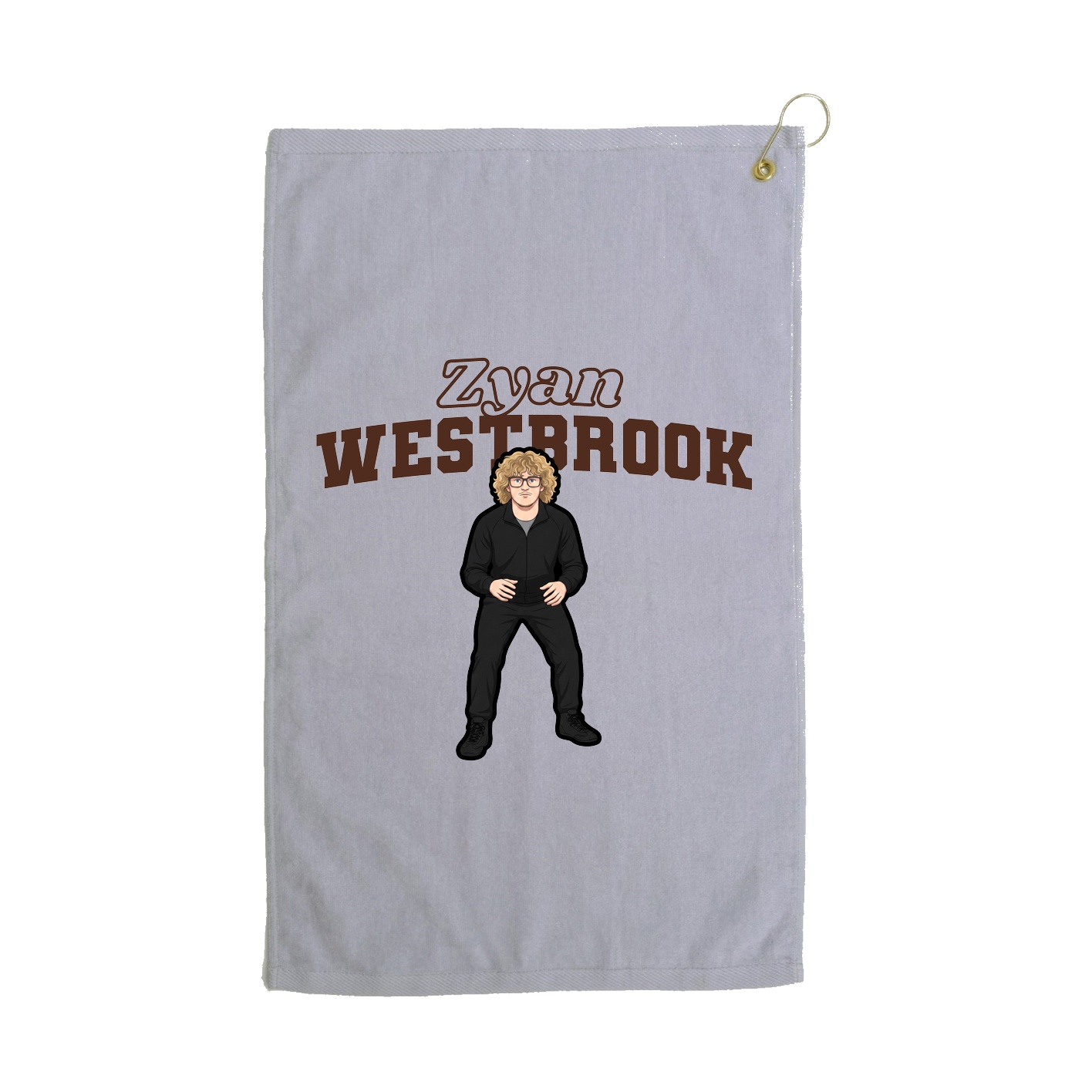 Golf Towel — Name Arch in Grey