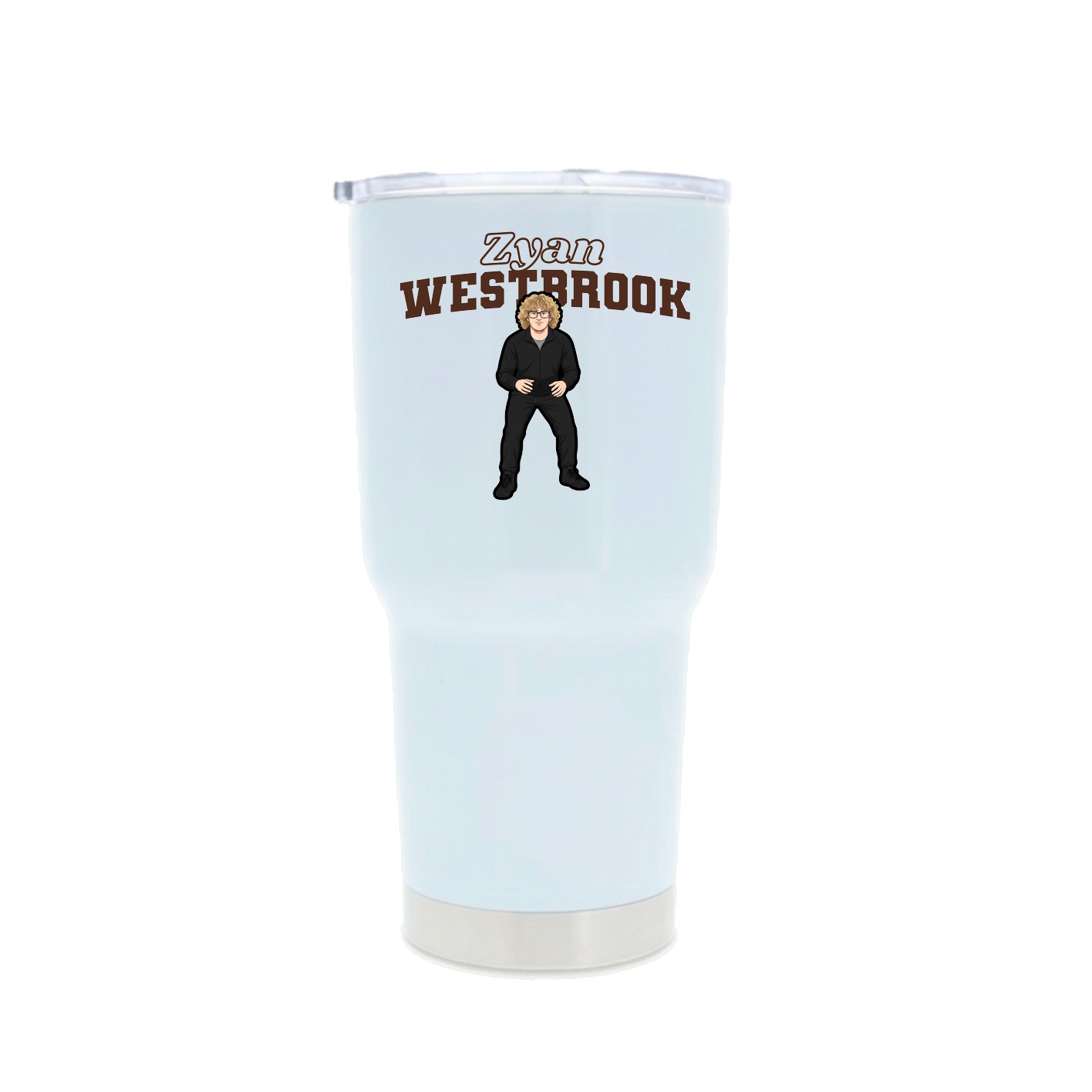 30oz Stainless Steel Tumbler — Name Arch in White