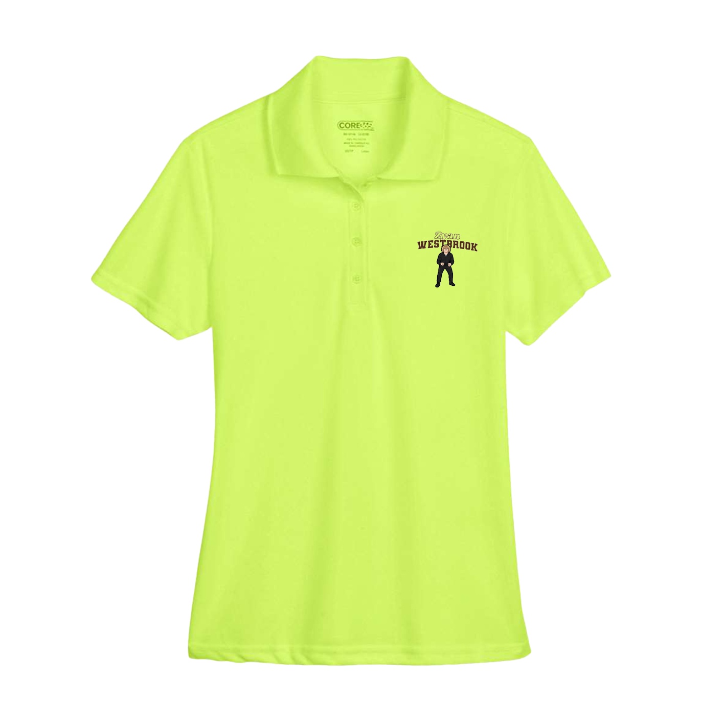 Womens Performance Polo — Name Arch in Yellow
