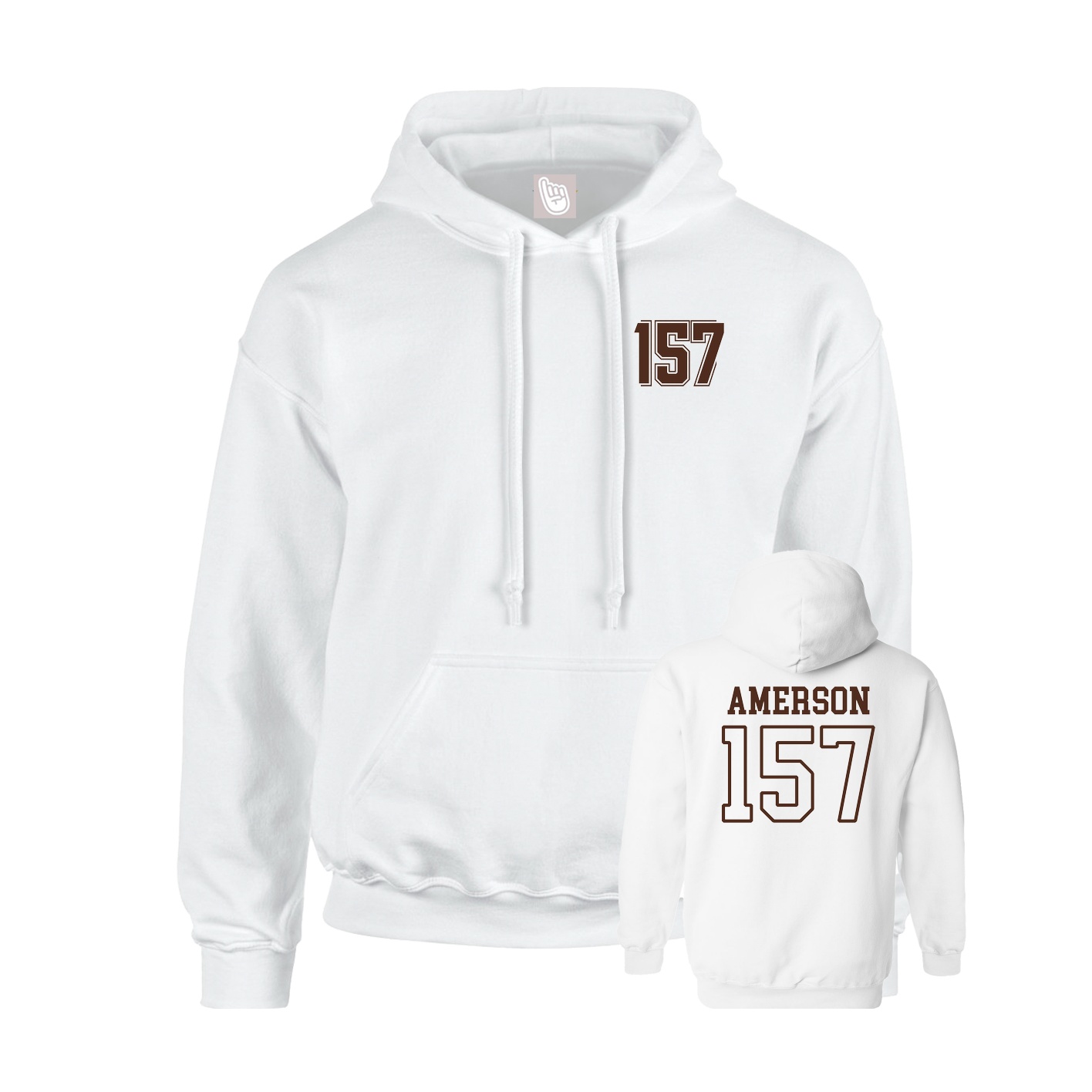 Youth Hoodie — Chest Back in White