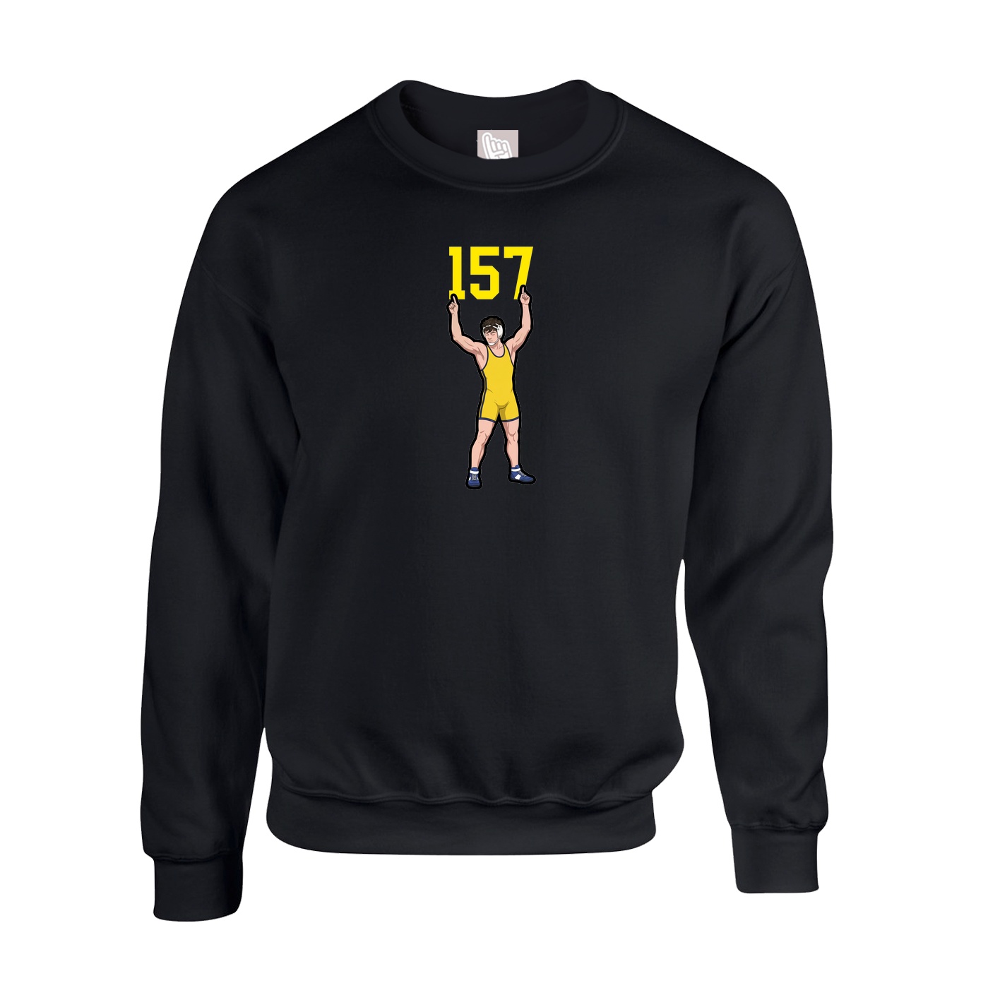 Fleece Crew — Number Top in Black