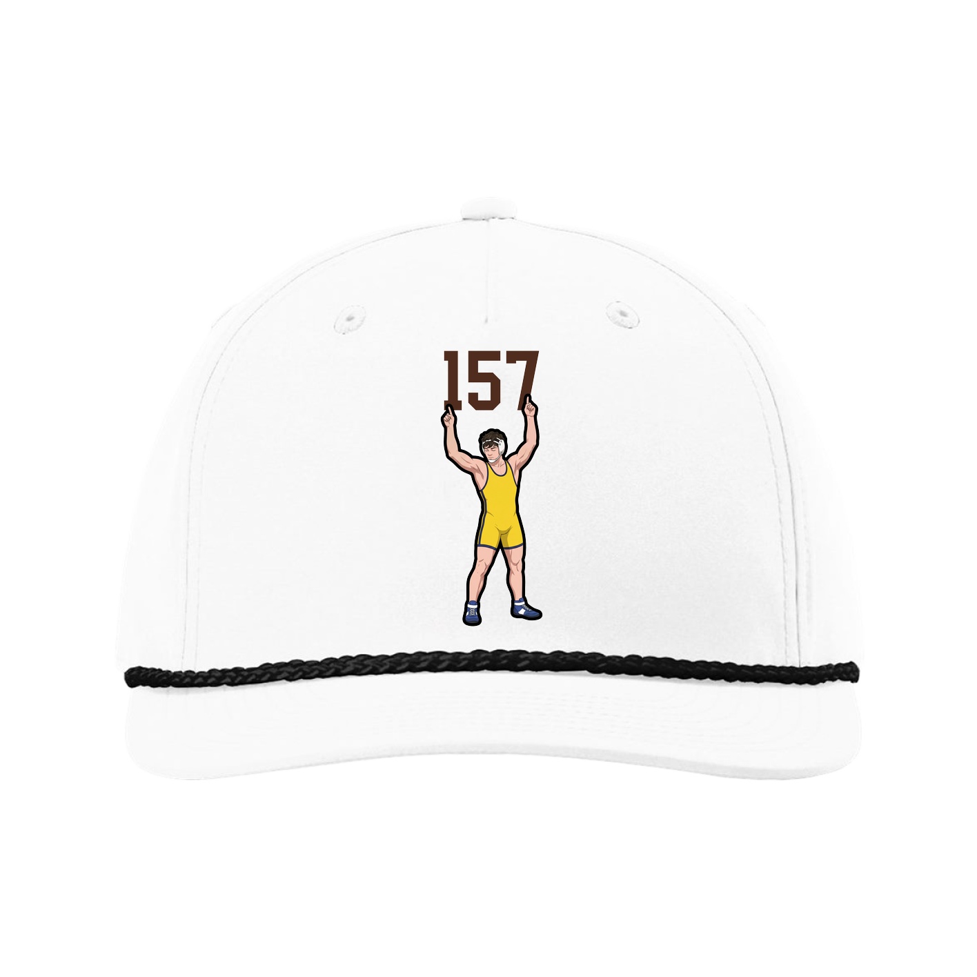 Five-Panel Classic Rope Cap — Number Top in White