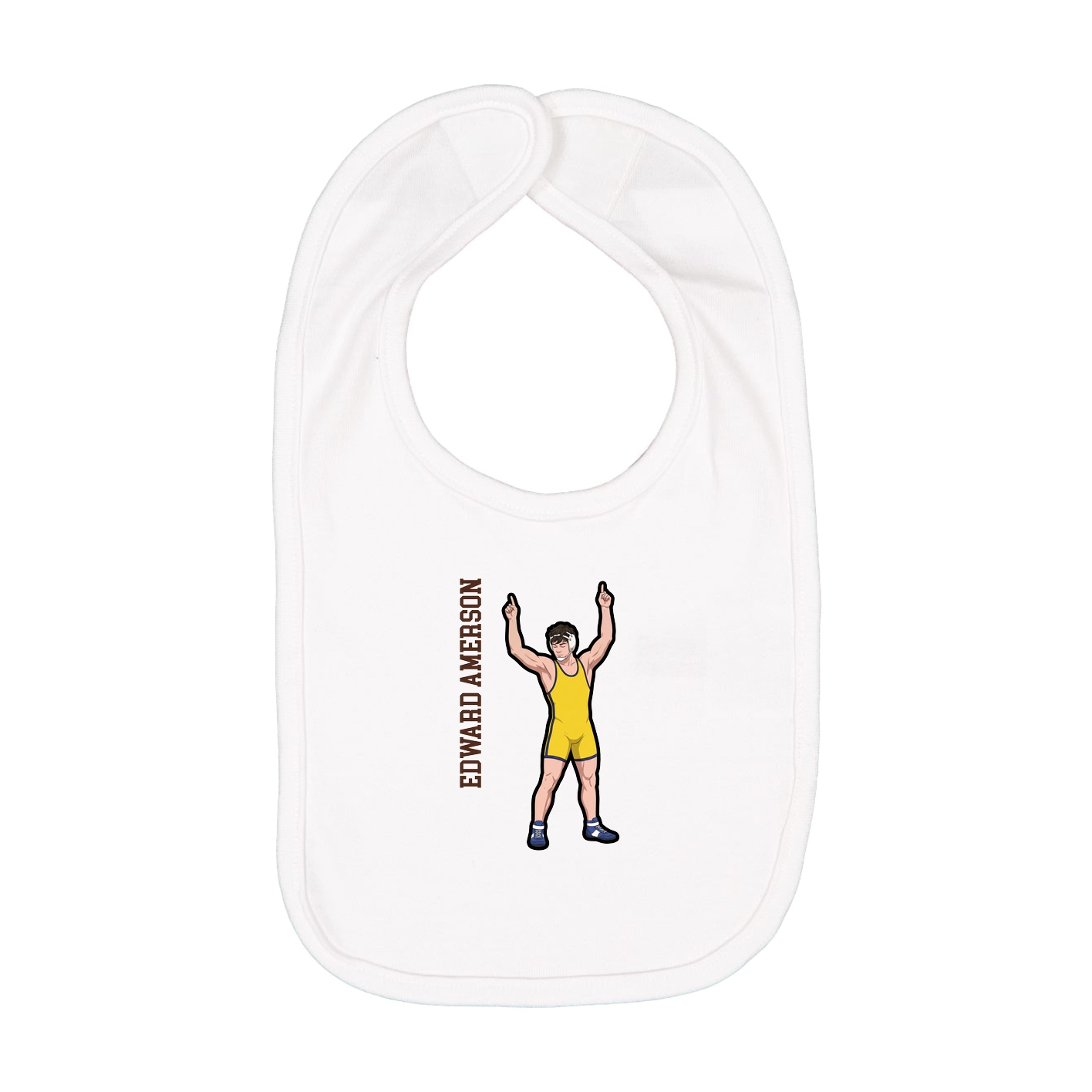 Infant Bib — Name Vertical in White