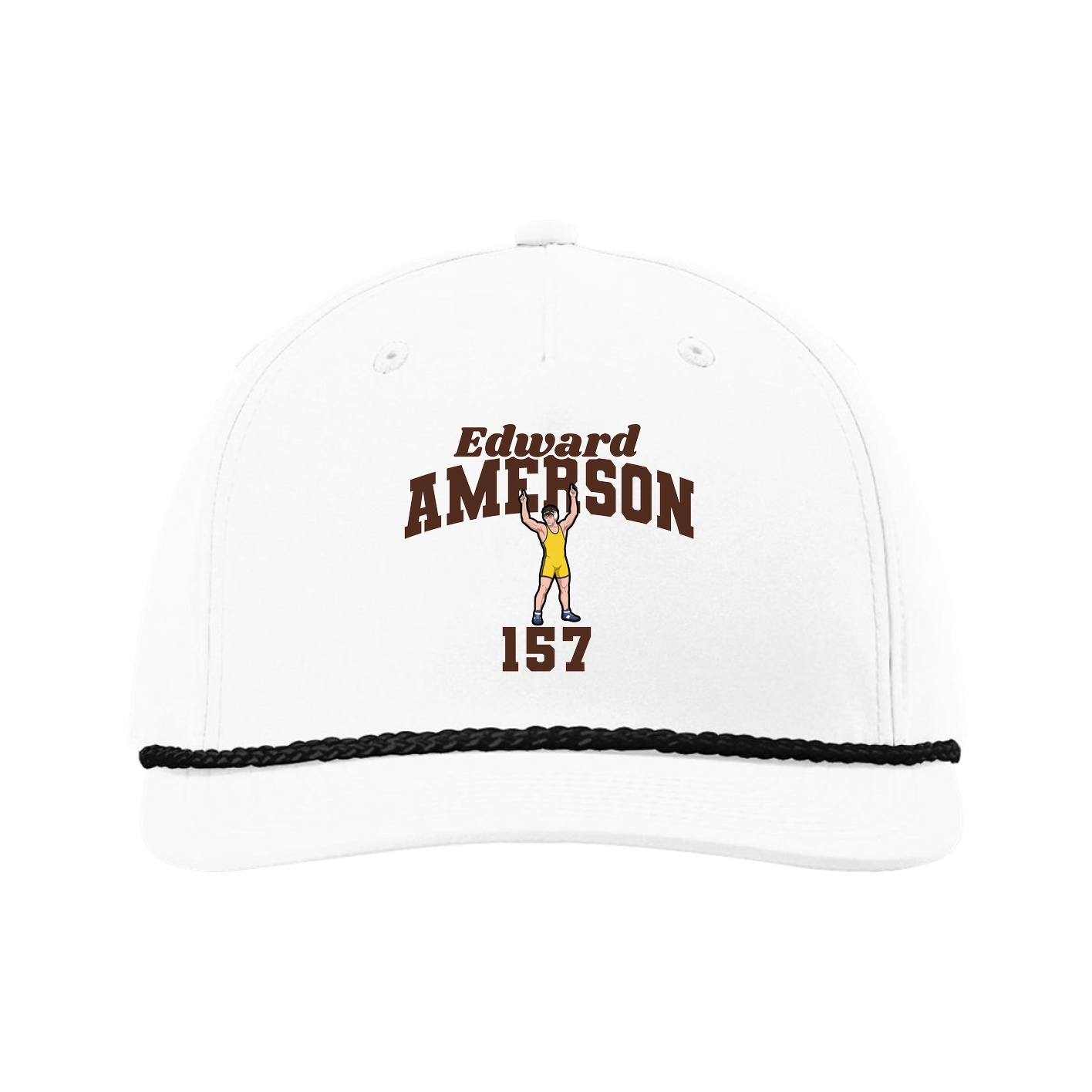 Five-Panel Classic Rope Cap — Signature Arch in White