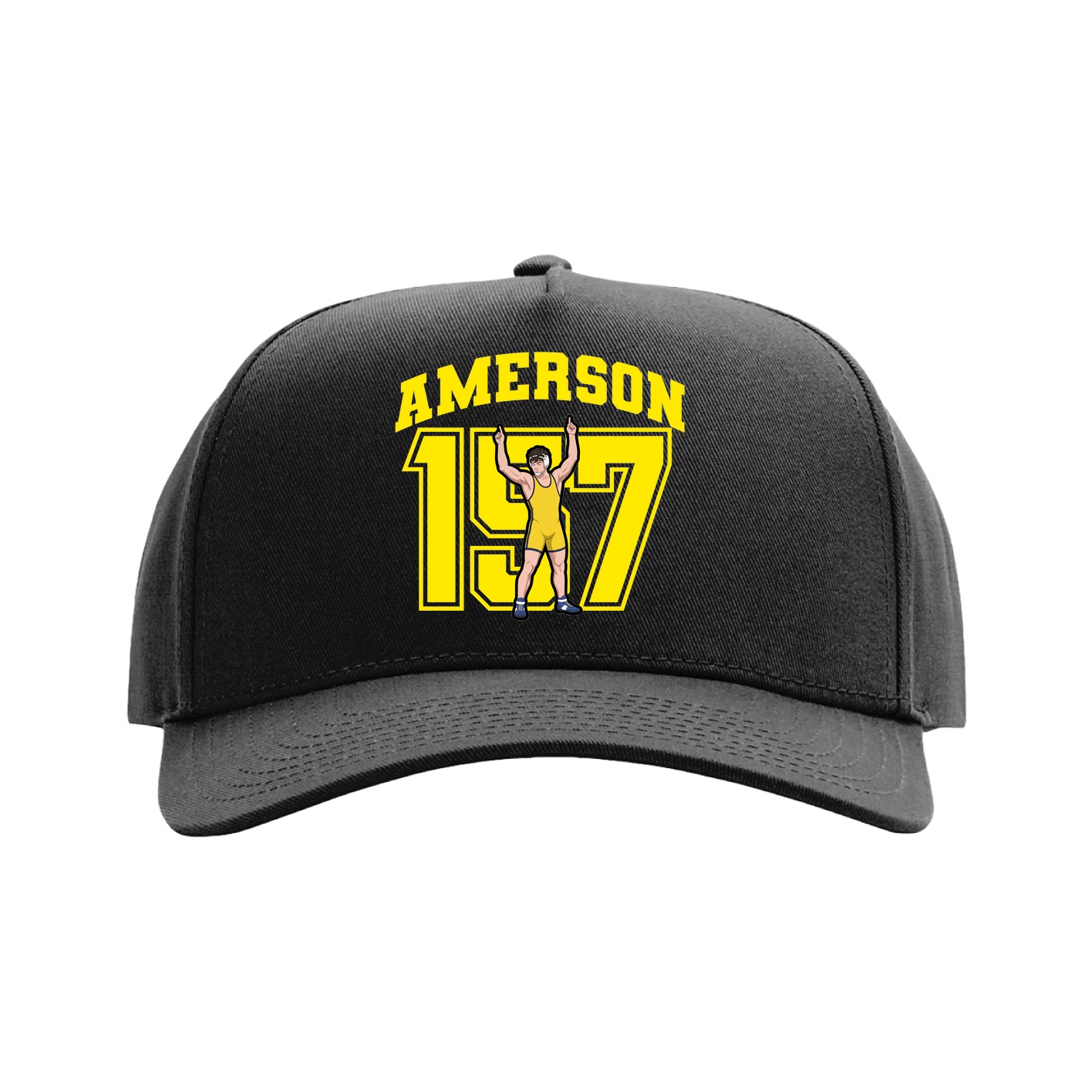 Full Fabric Five-Panel Champ Cap — Number in Black