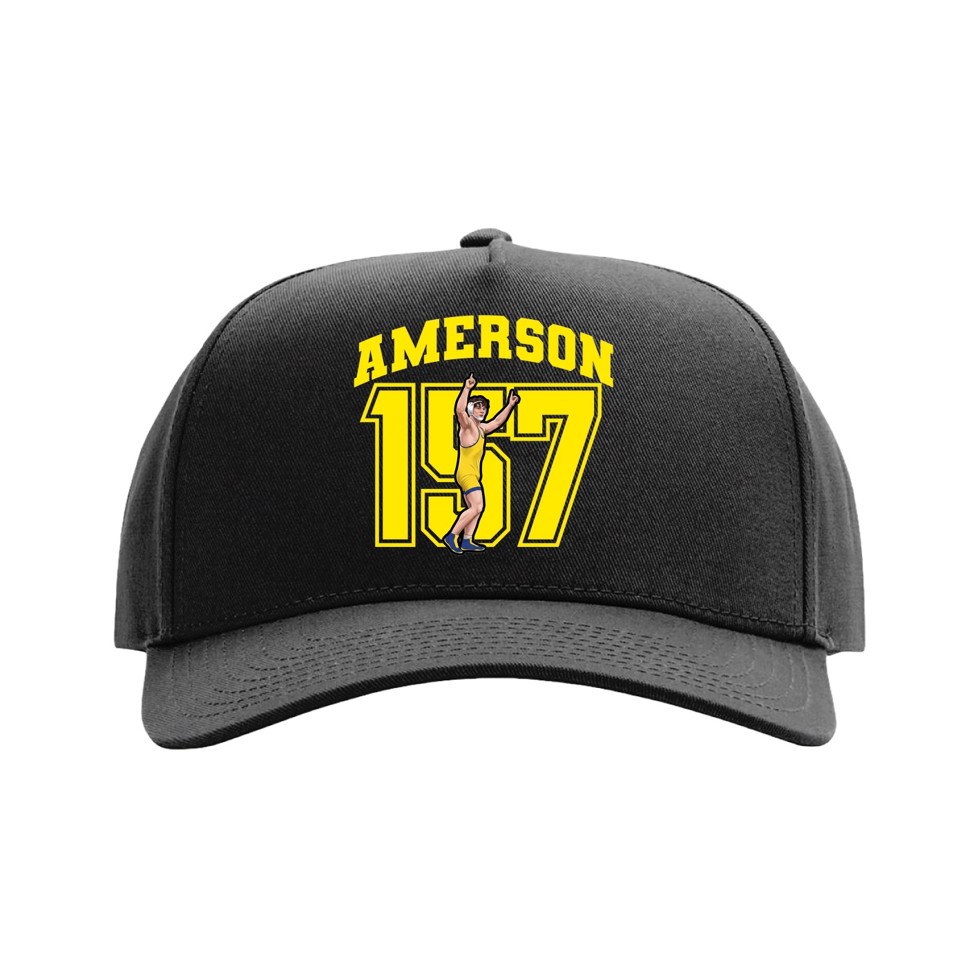Full Fabric Five-Panel Champ Cap — Number in Black