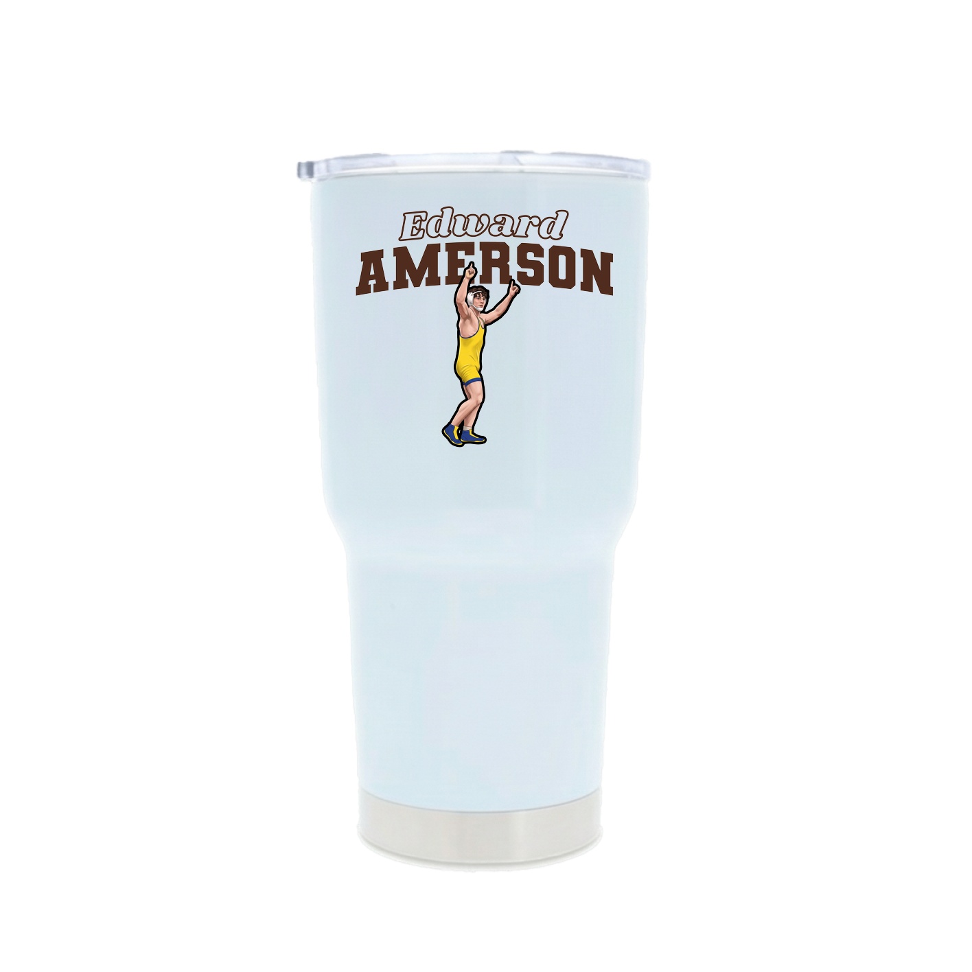 30oz Stainless Steel Tumbler — Name Arch in White