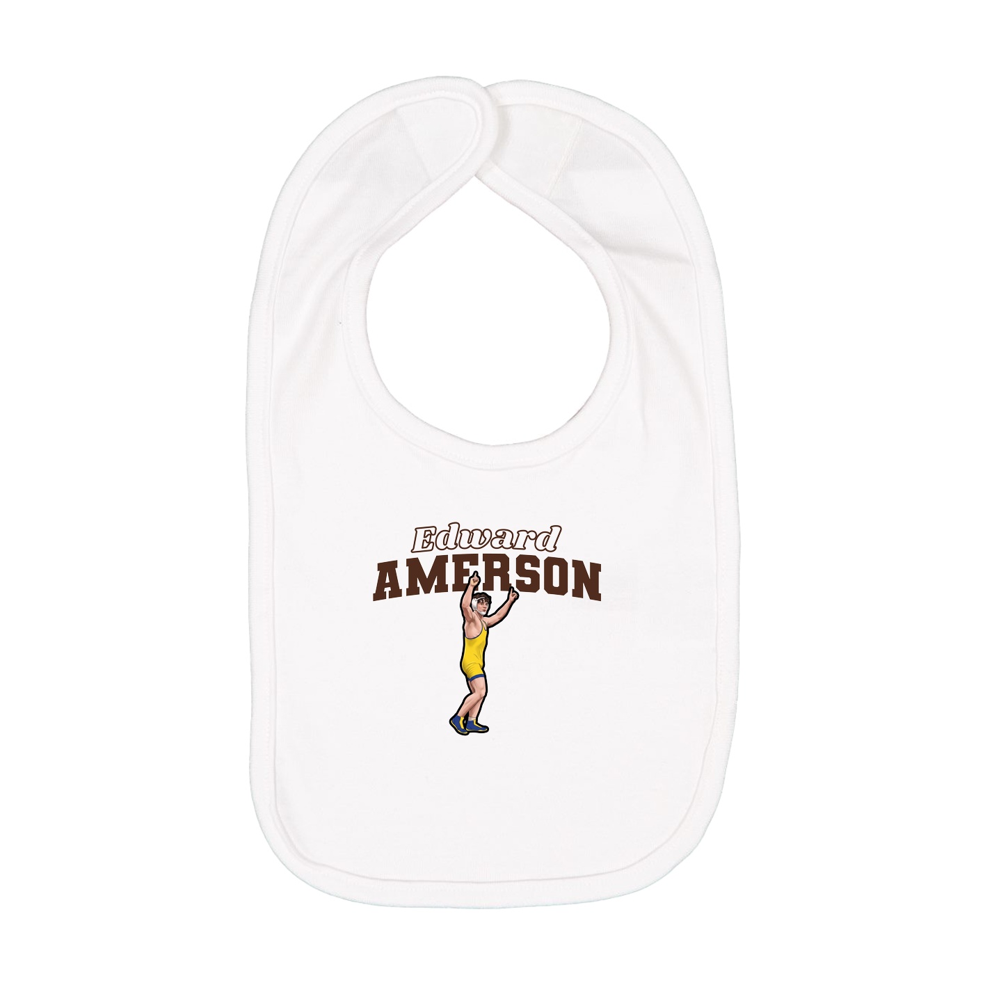 Infant Bib — Name Arch in White