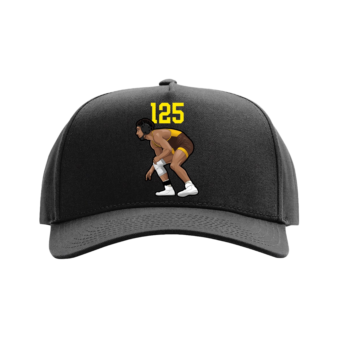 Full Fabric Five-Panel Champ Cap — Number Top in Black
