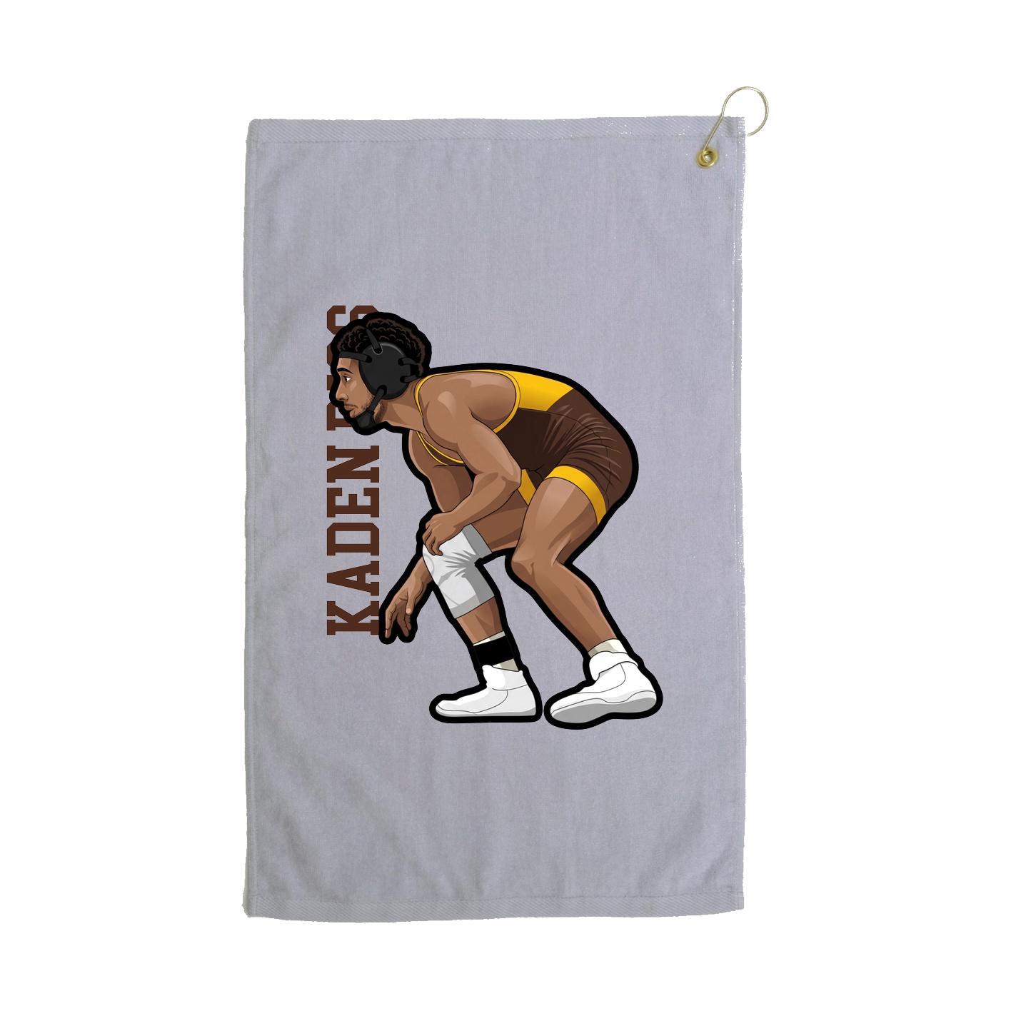 Golf Towel — Name Vertical in Grey