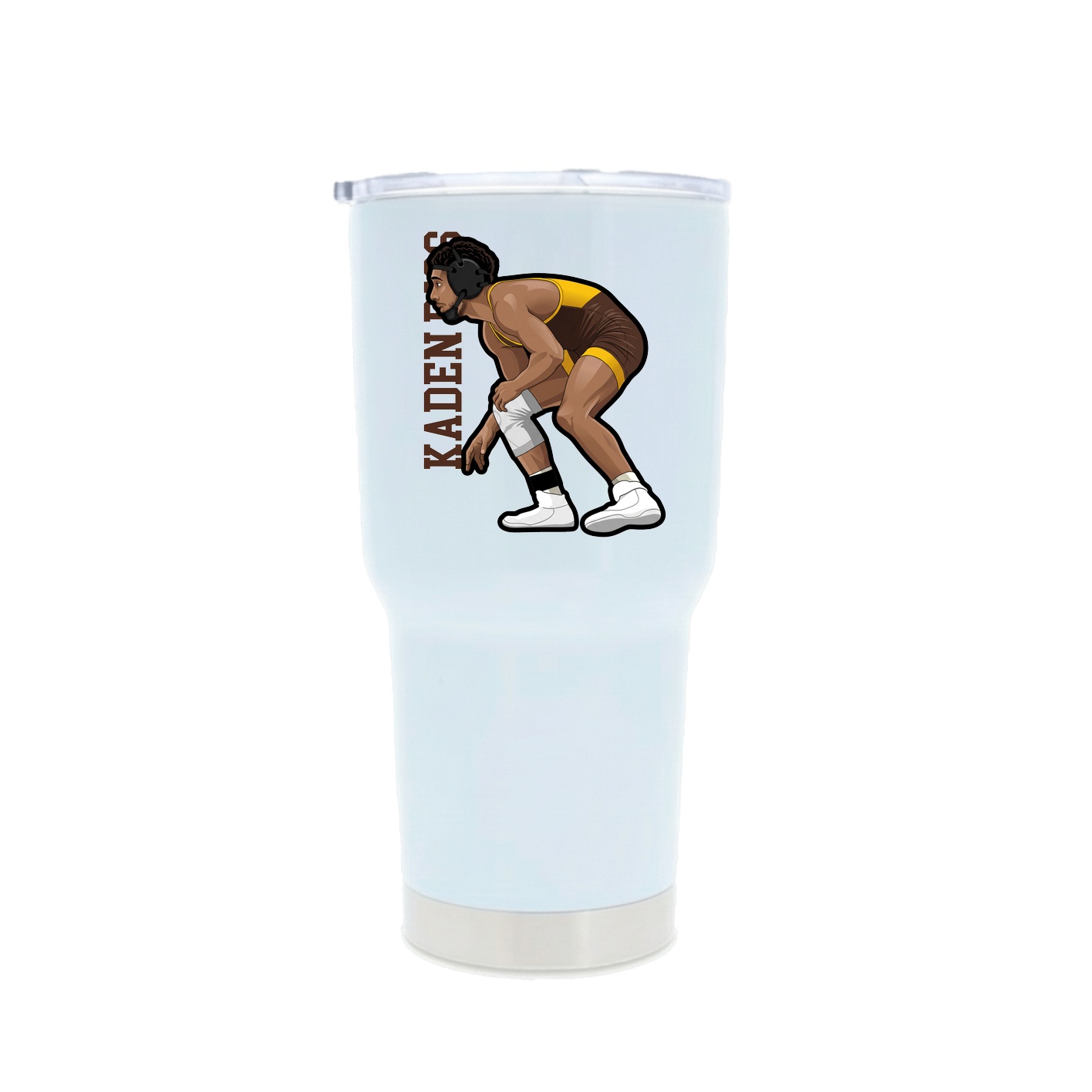 30oz Stainless Steel Tumbler — Name Vertical in White