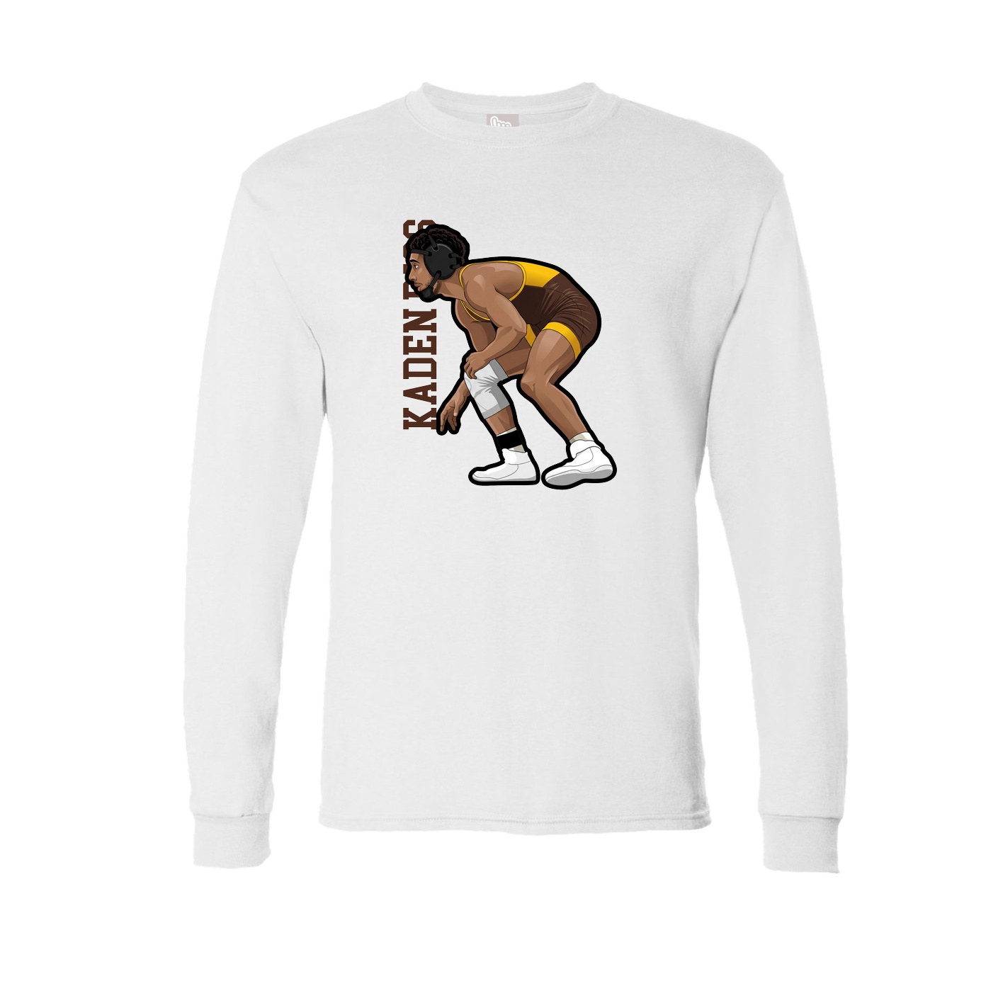 Long Sleeve Tee — Name Vertical in White