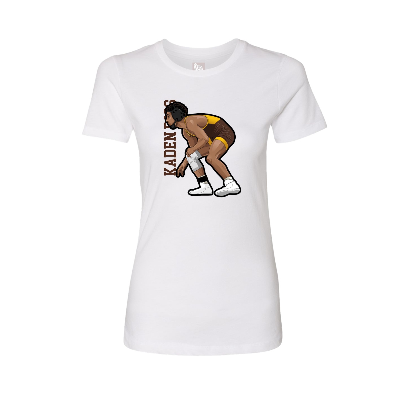Fitted Women's Tee — Name Vertical in White