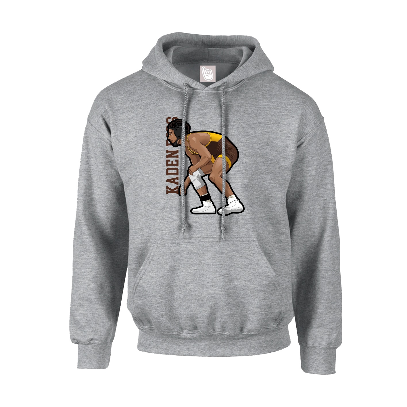 Hoodie — Name Vertical in Grey