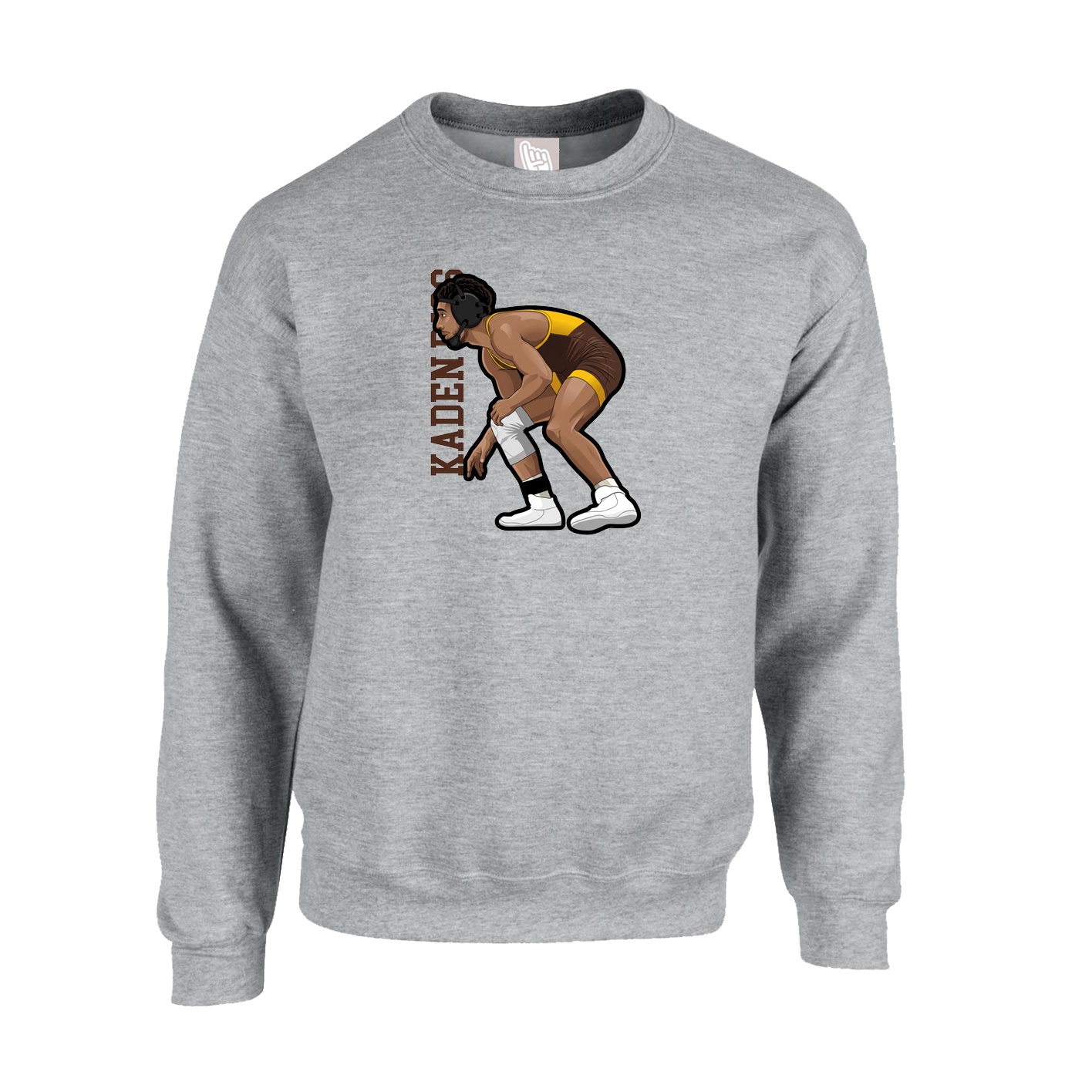 Fleece Crew — Name Vertical in Grey