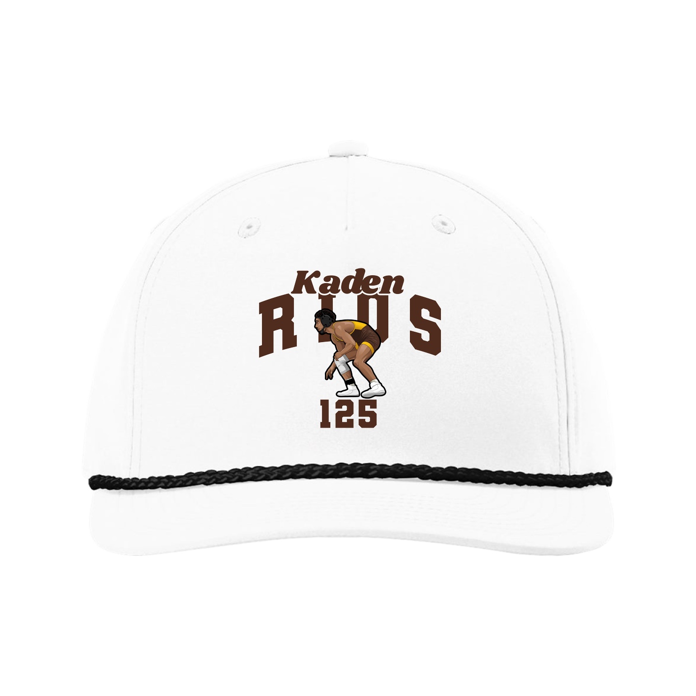 Five-Panel Classic Rope Cap — Signature Arch in White