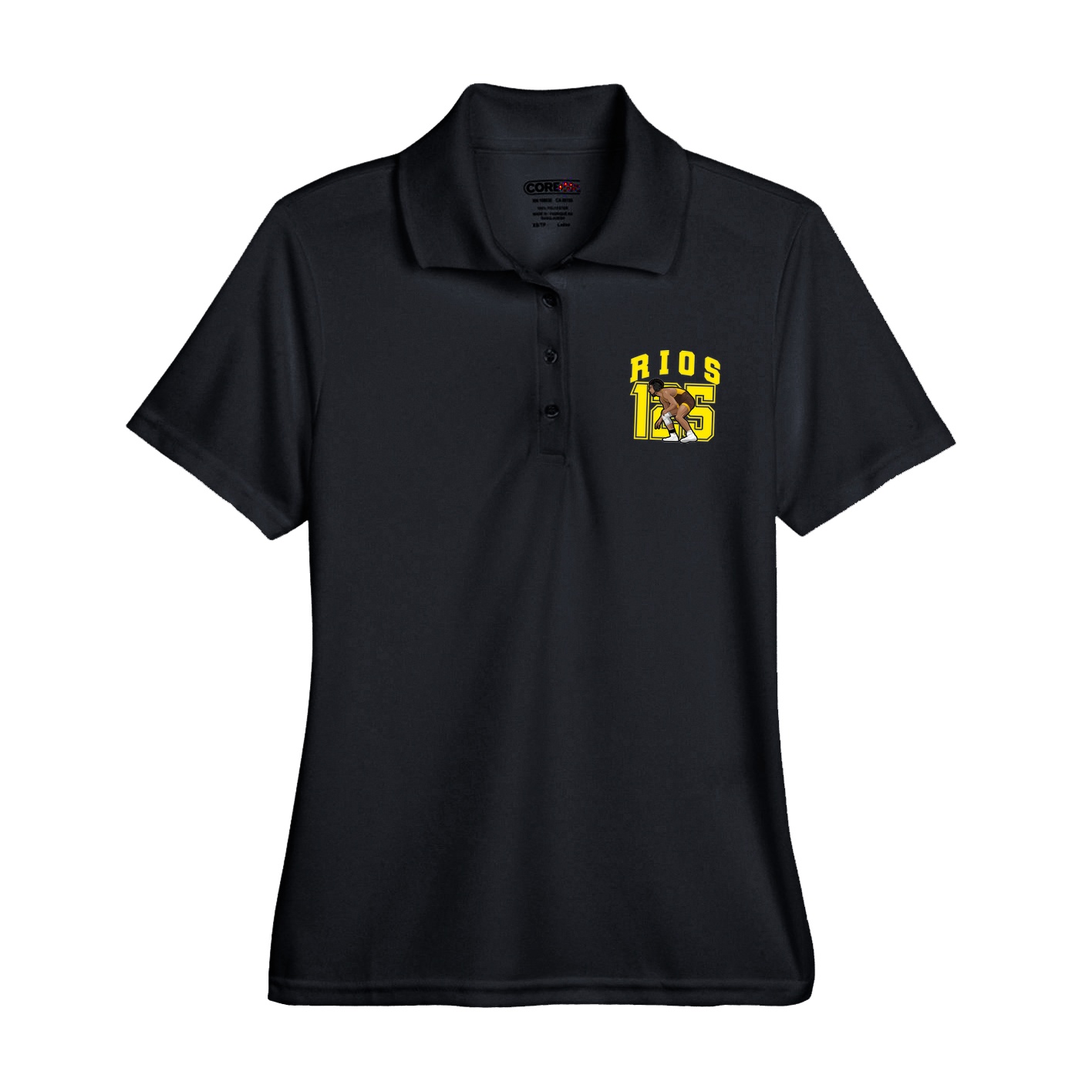 Womens Performance Polo — Number in Black