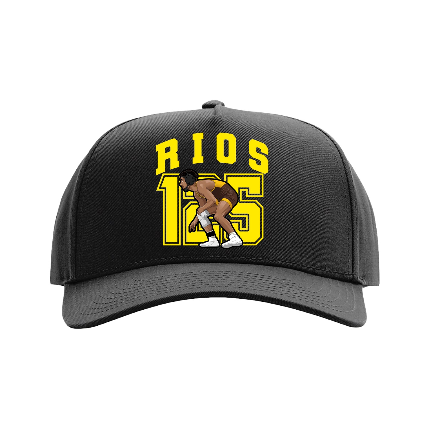 Full Fabric Five-Panel Champ Cap — Number in Black
