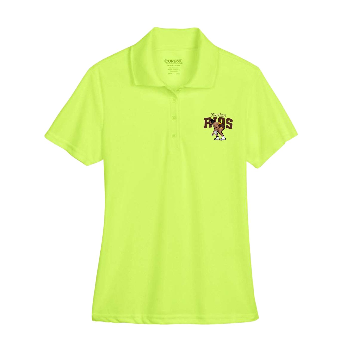 Womens Performance Polo — Name Arch in Yellow