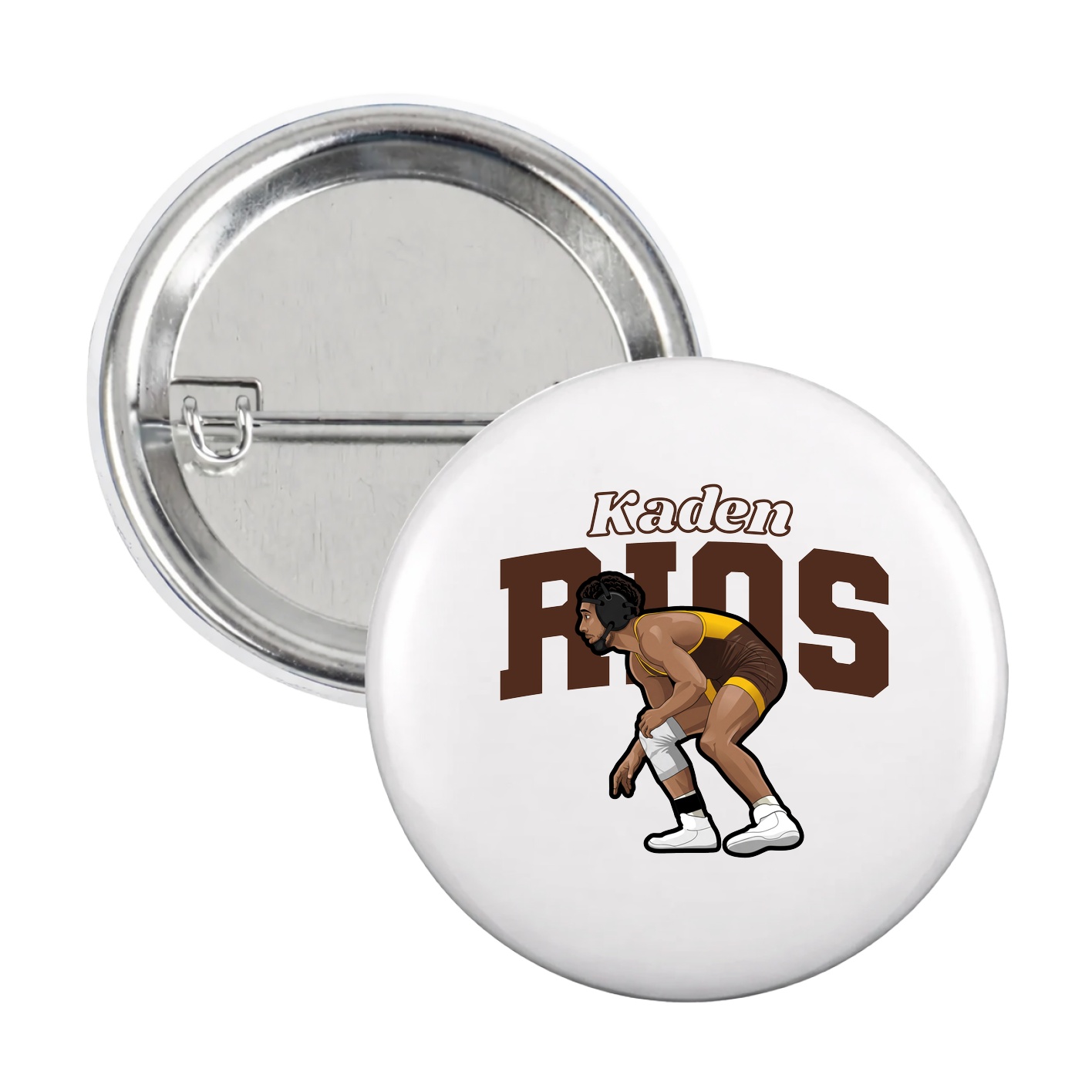 Game Day Button — Name Arch in White