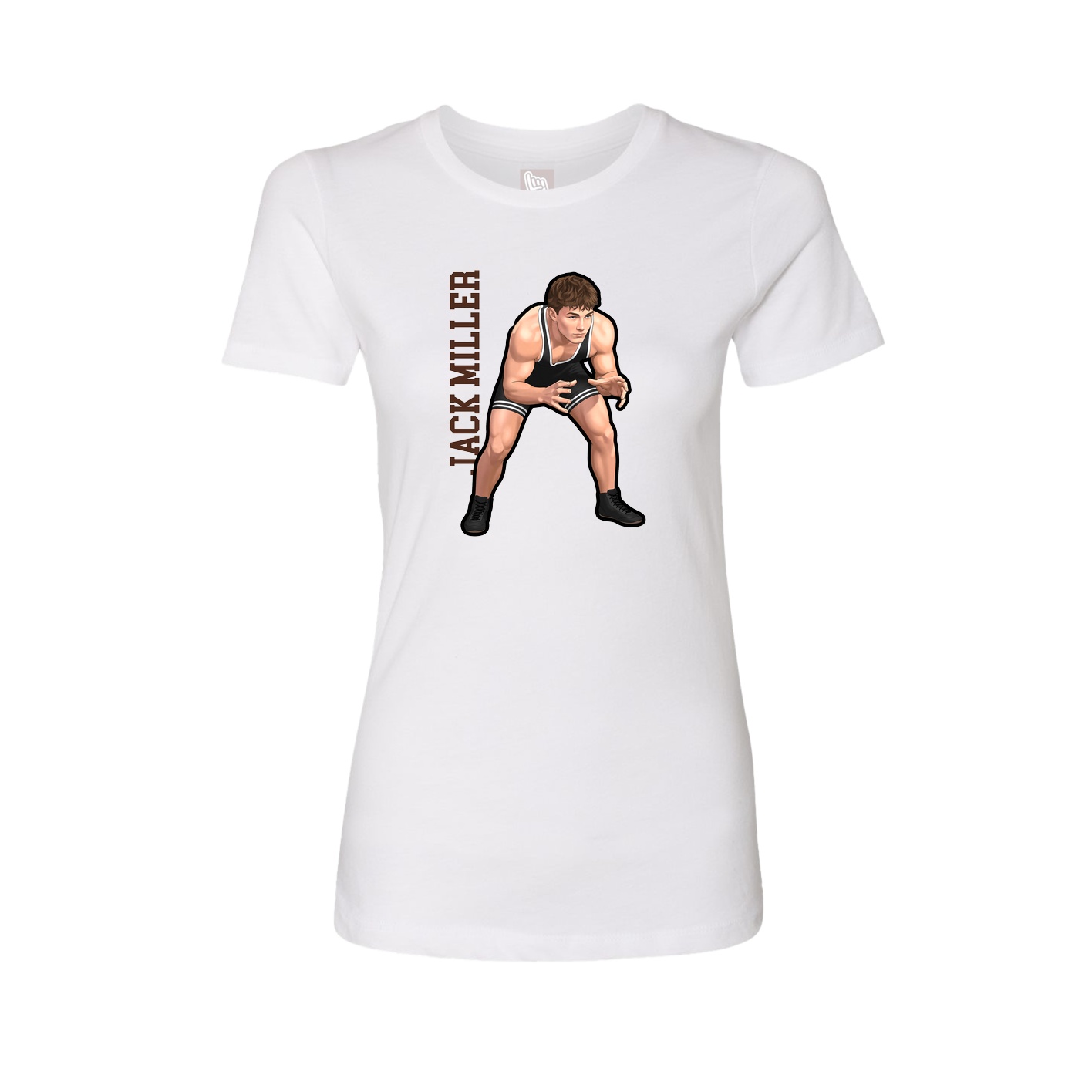 Fitted Women's Tee — Name Vertical in White