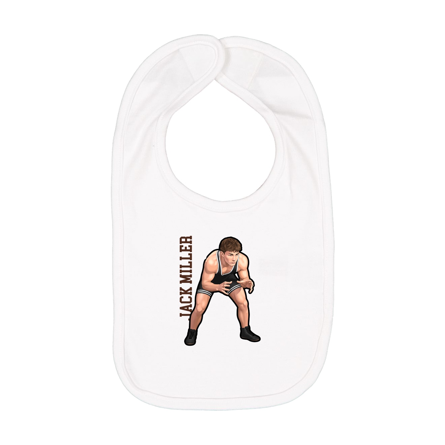 Infant Bib — Name Vertical in White